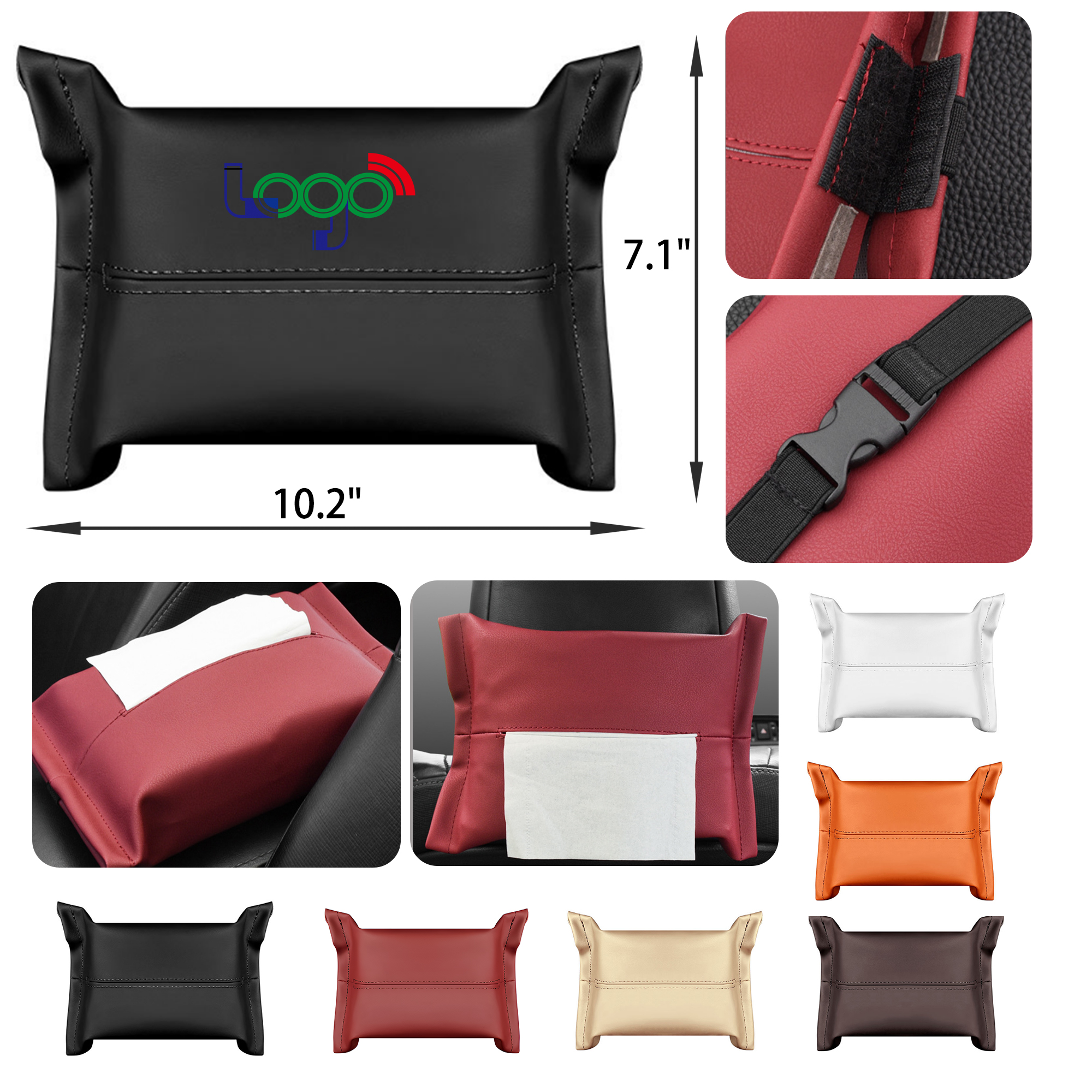 MOQ 50 PCS Stylish Leather Car Tissue Box 4