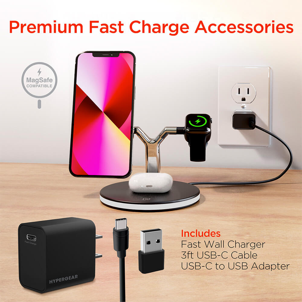 HyperGear MaxCharge 3-in-1 MagSafe Wireless Charging Stand 8