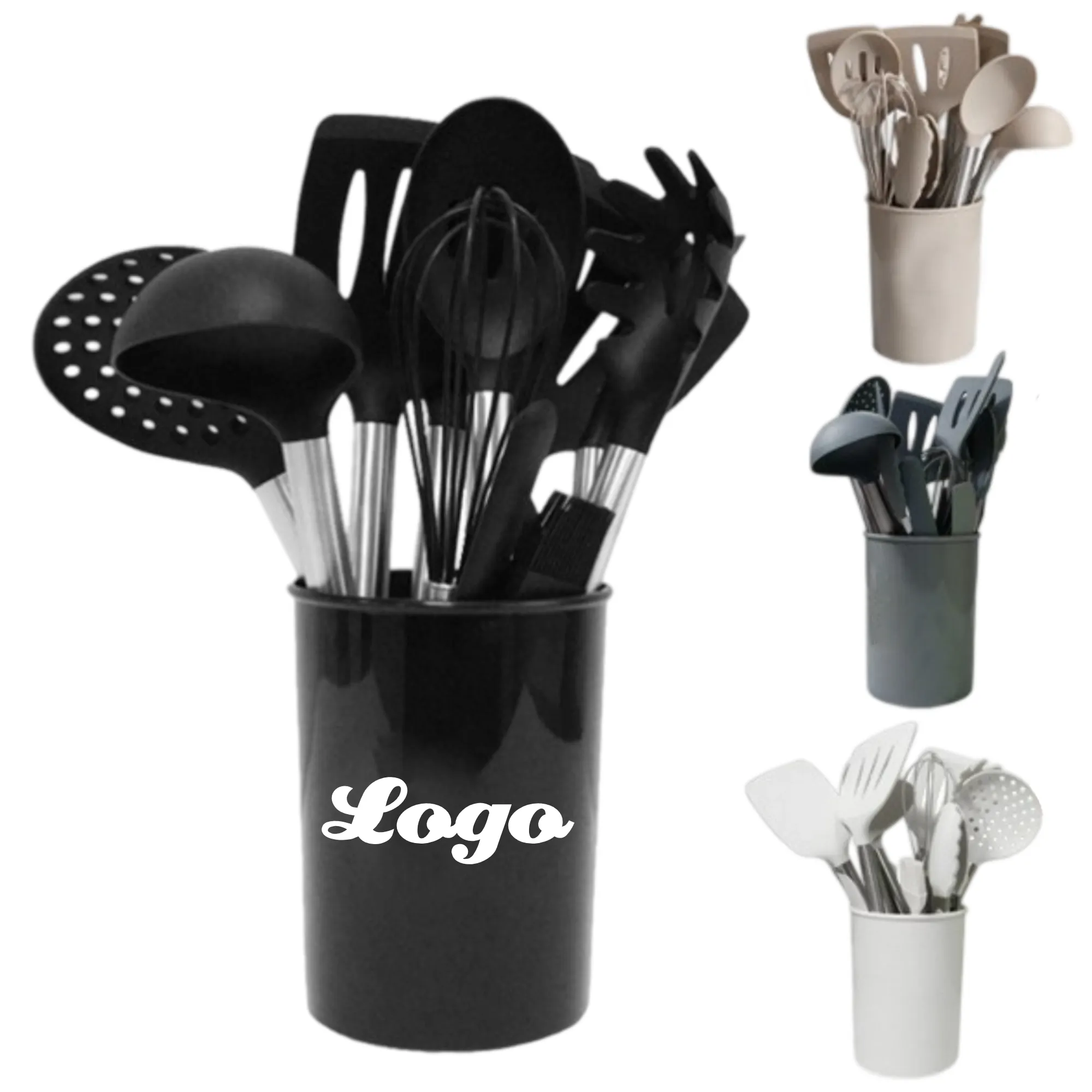 14-Piece Silicone Cooking Stainless Steel Handle Kitchen Set