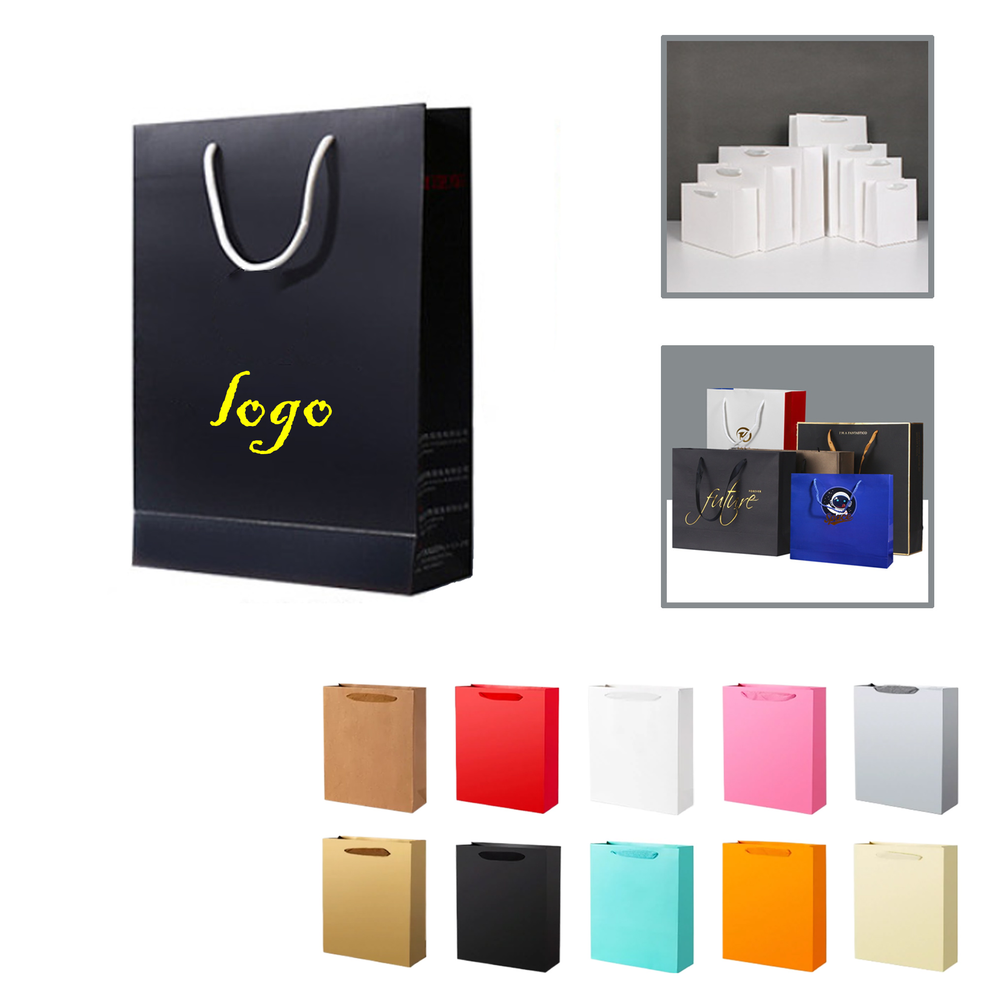 MOQ50 Custom White Card Paper Bags 1
