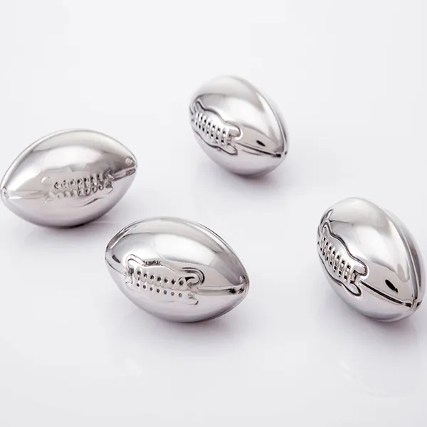Football Shaped Stainless Steel Ice Cubes- 4 pack set 4