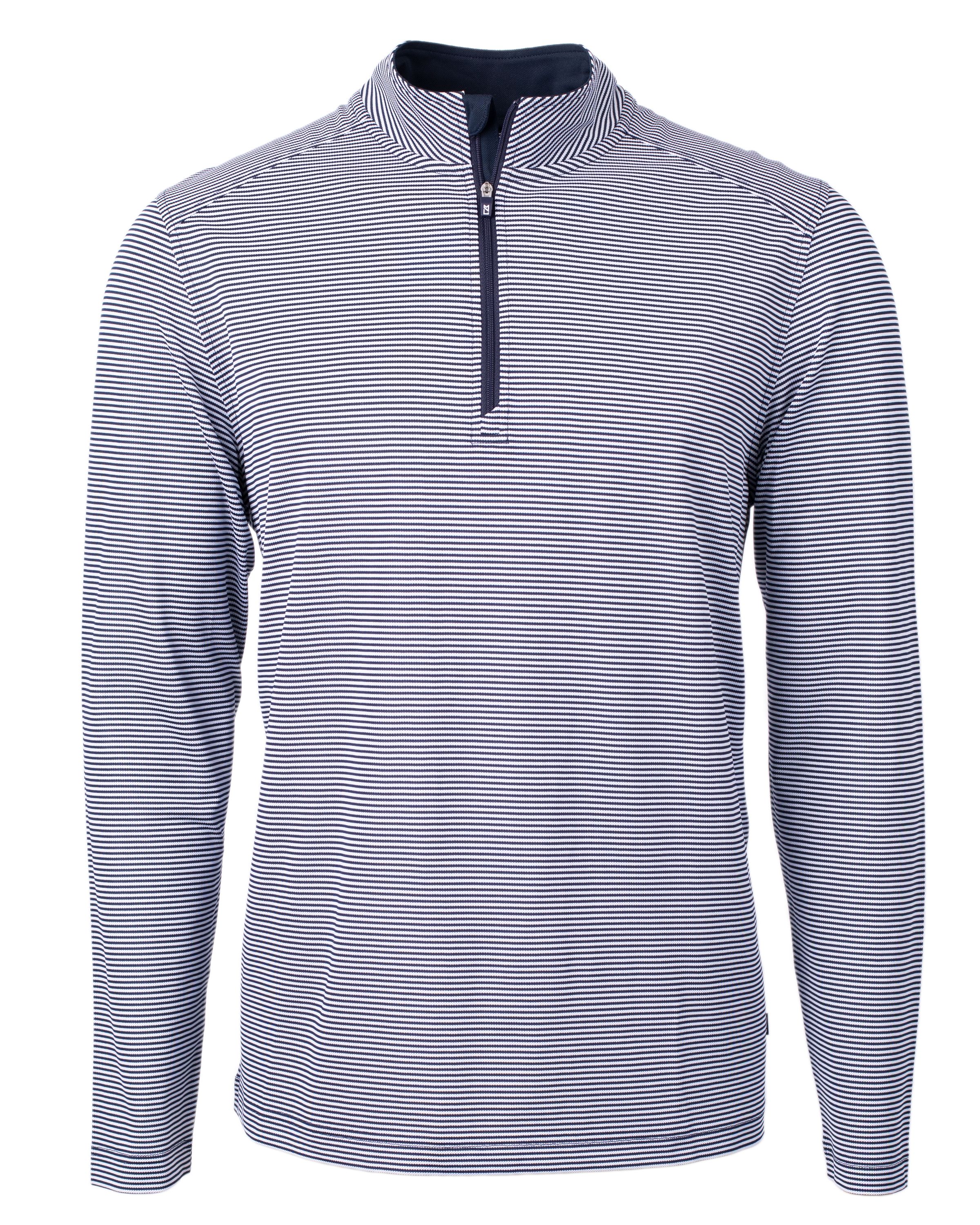 Cutter & Buck Virtue Recycled Micro Stripe Featherlight Pique Mens Quarter Zip Pullover 16