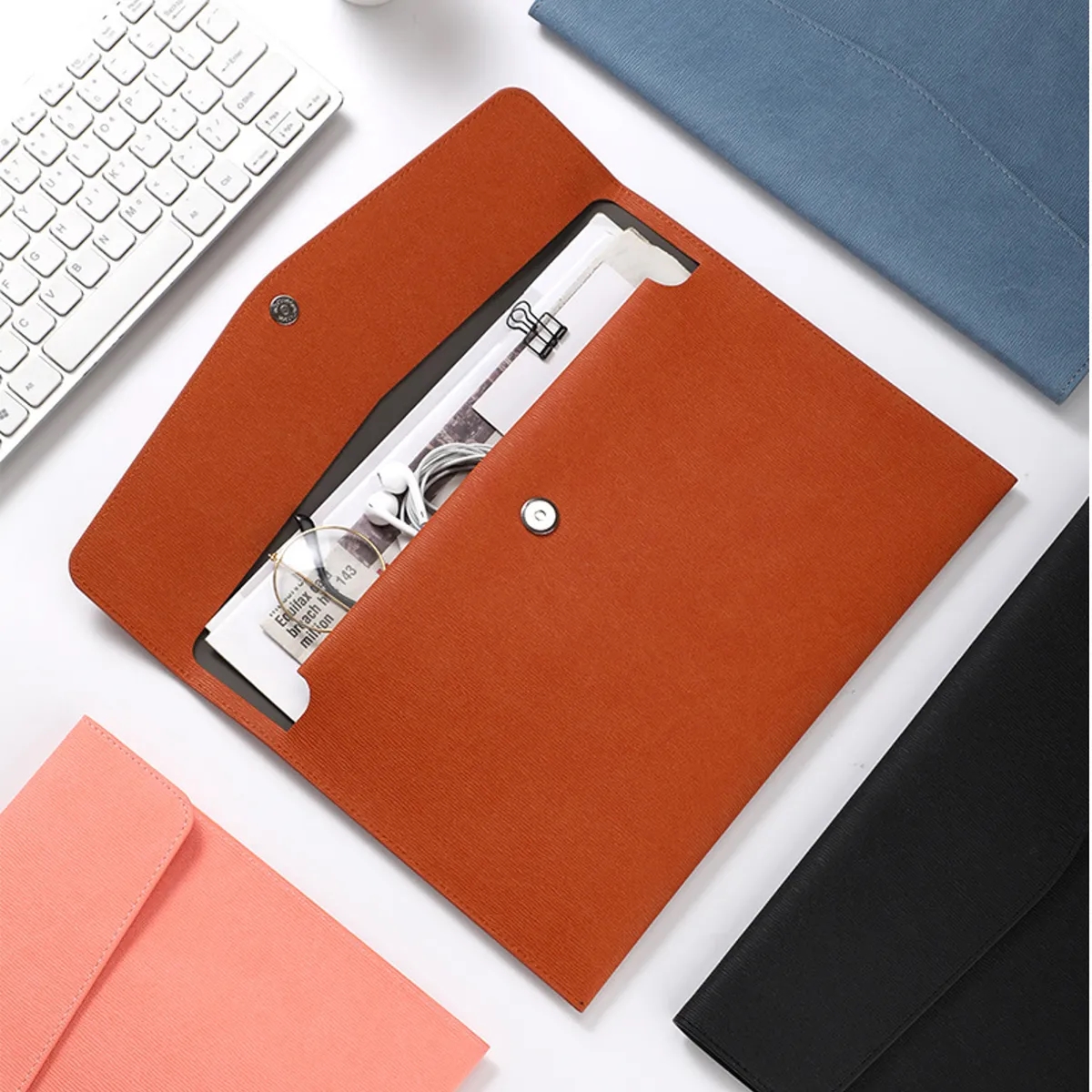 PU Leather A4 File Document Holder Waterproof Envelope Case 5