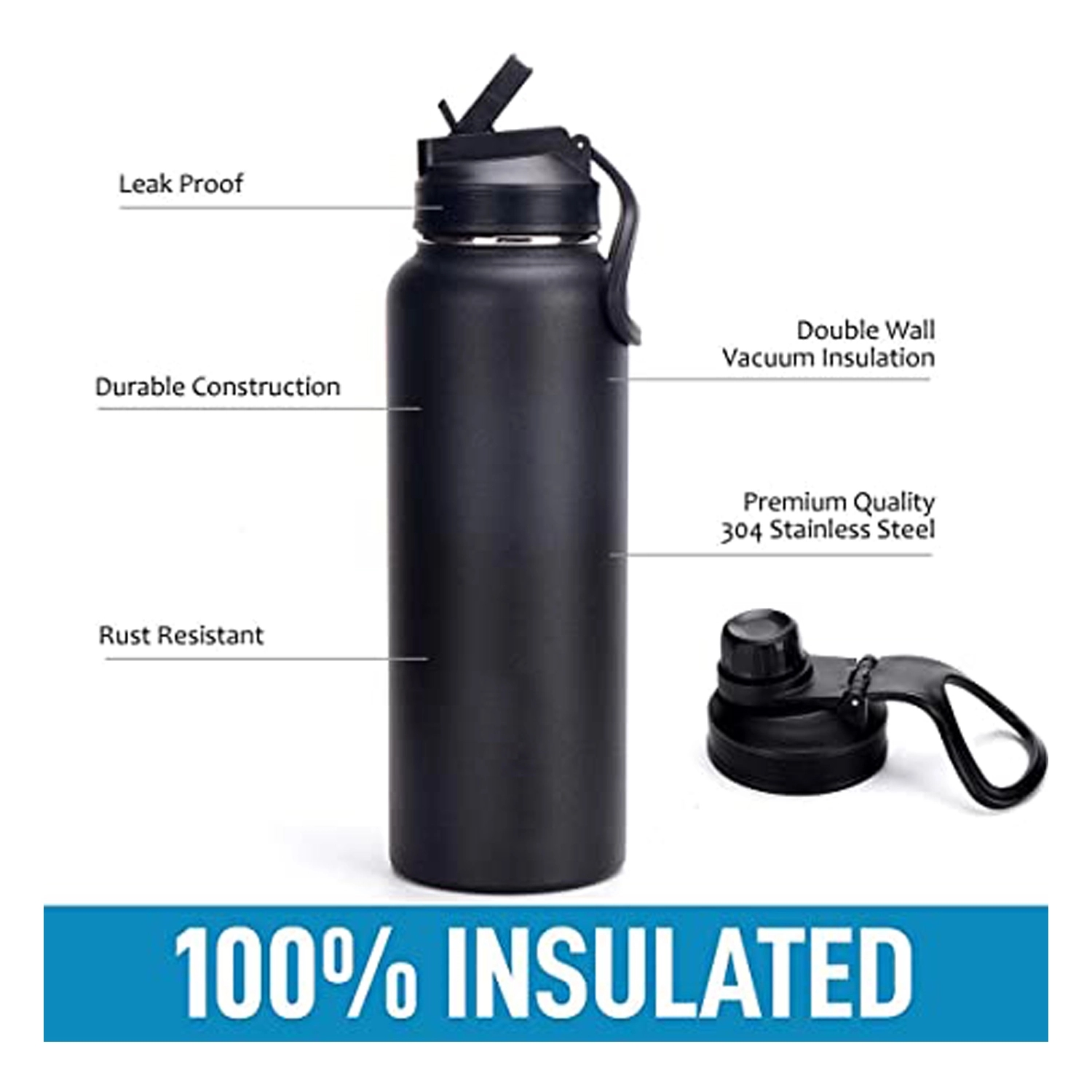 40 oz Stainless Steel Water Bottle With Straw Lid, custom water bottle with logo imprint 3