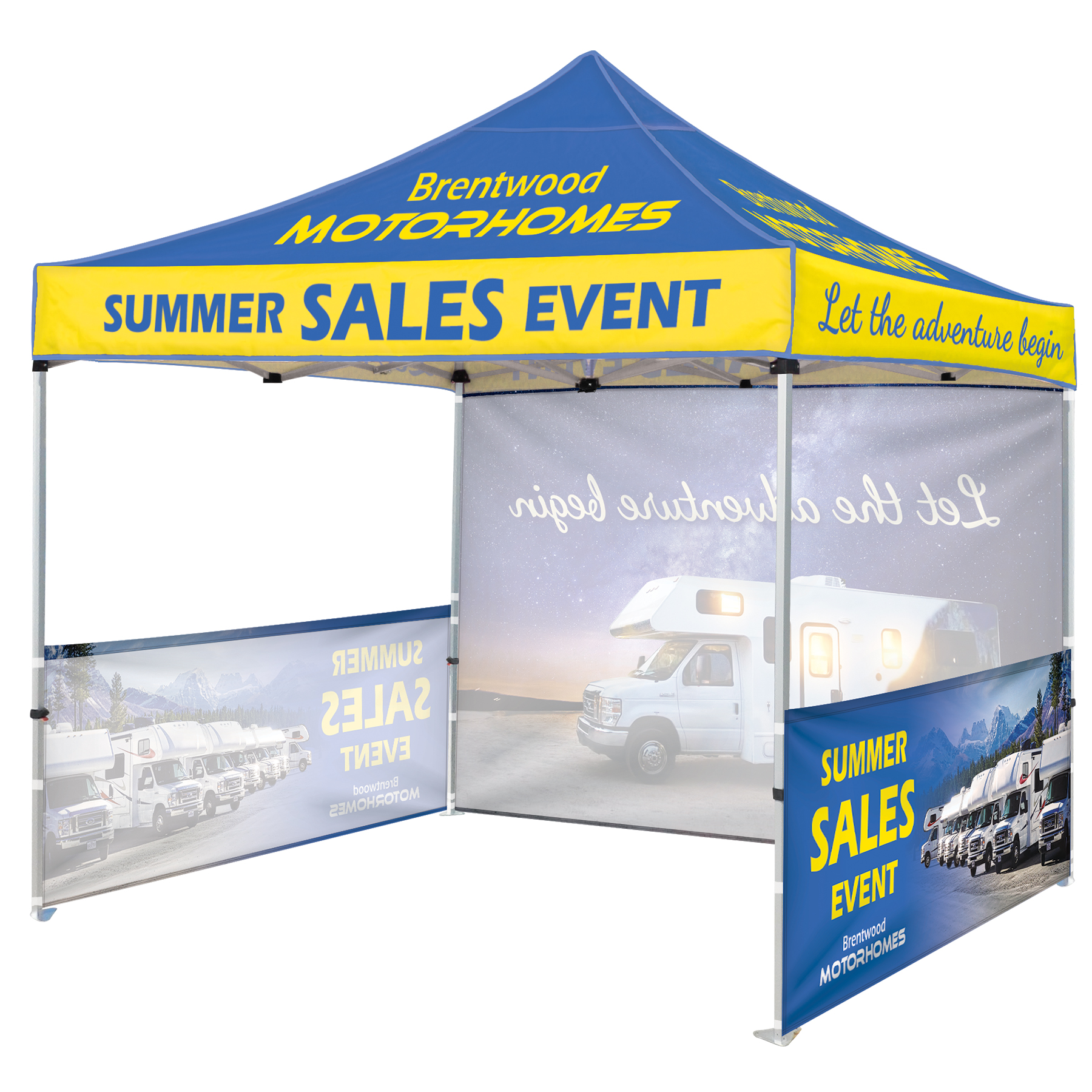 10' Heavy Duty Tent With One Full Wall and Two Half Walls 19