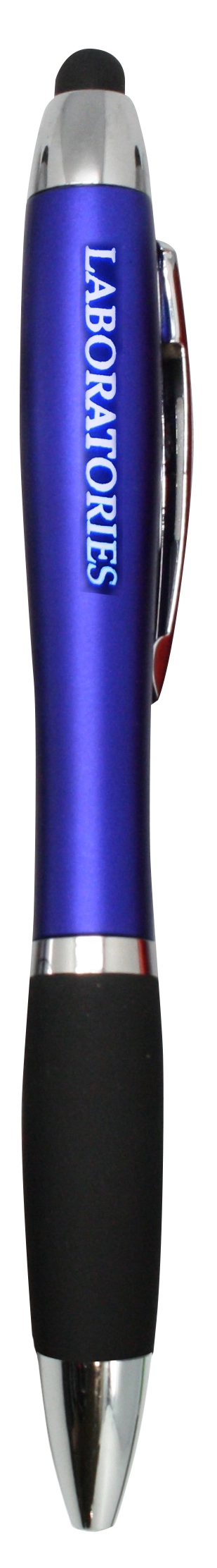 Curvy Plastic Stylus Pen w/Light UP Engraving 12