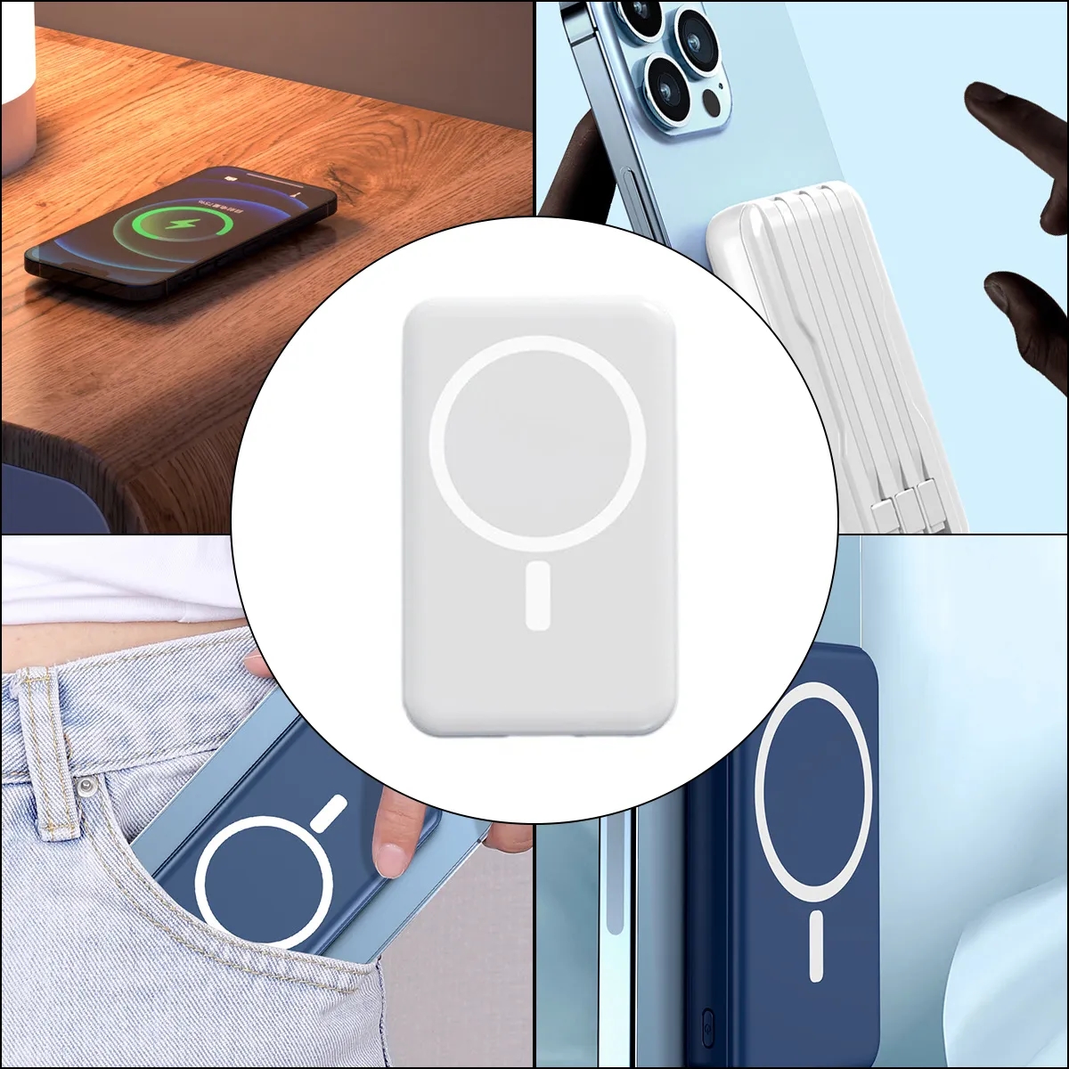 Slim Power Bank with Integrated Charging Cables 9