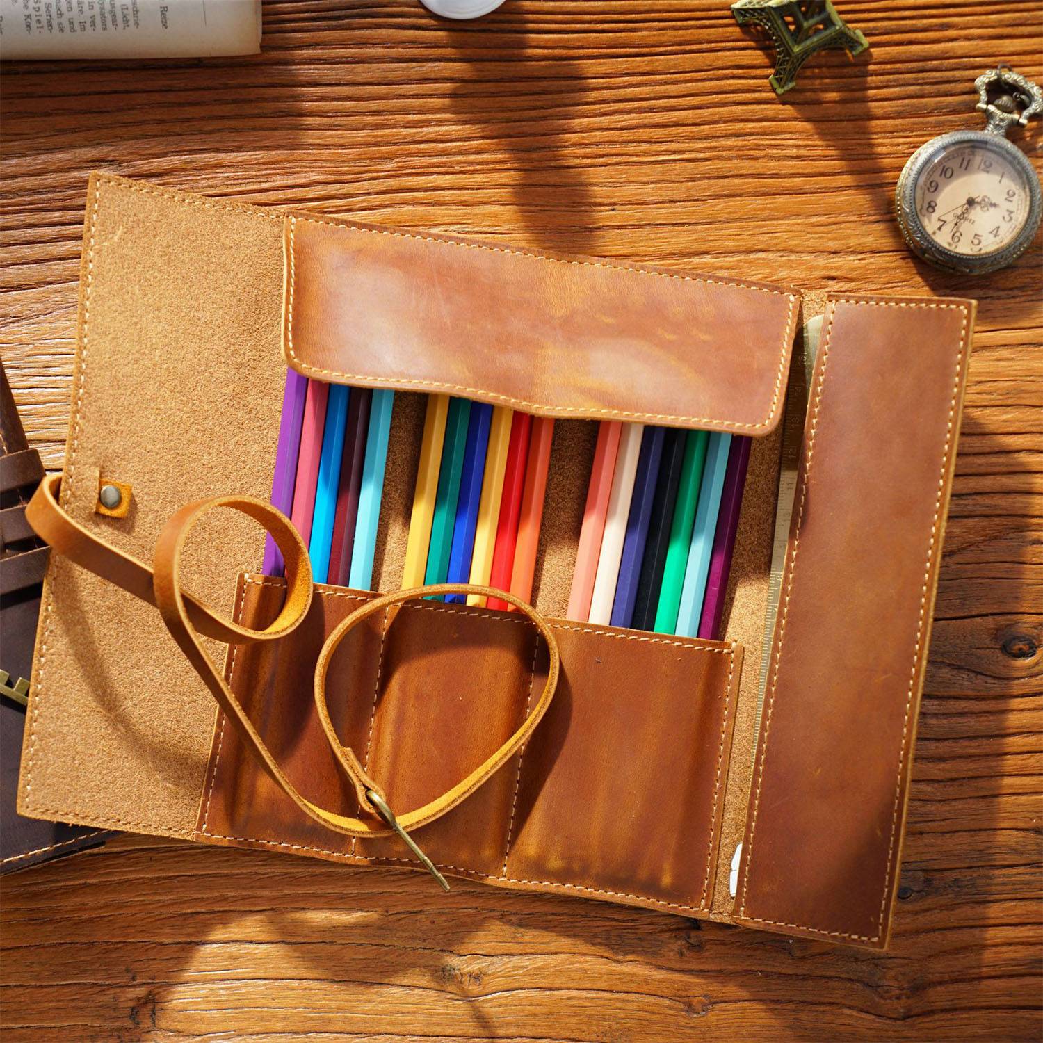 PU Leather Pencil case With Rope 4