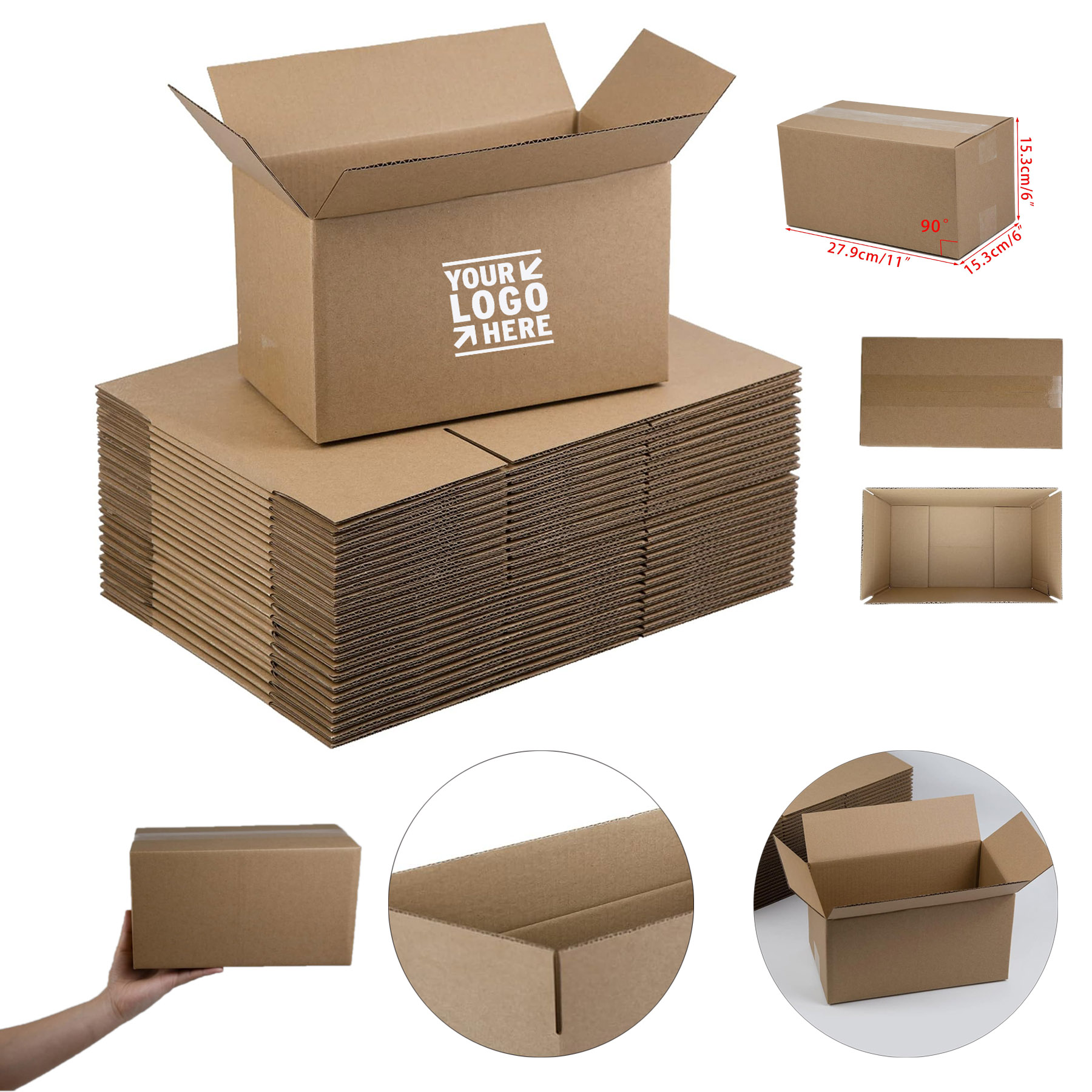 11x6x6 Inches Small Easy Assemble Recyclable Shipping Packing Corrugated Cardboard Box 2