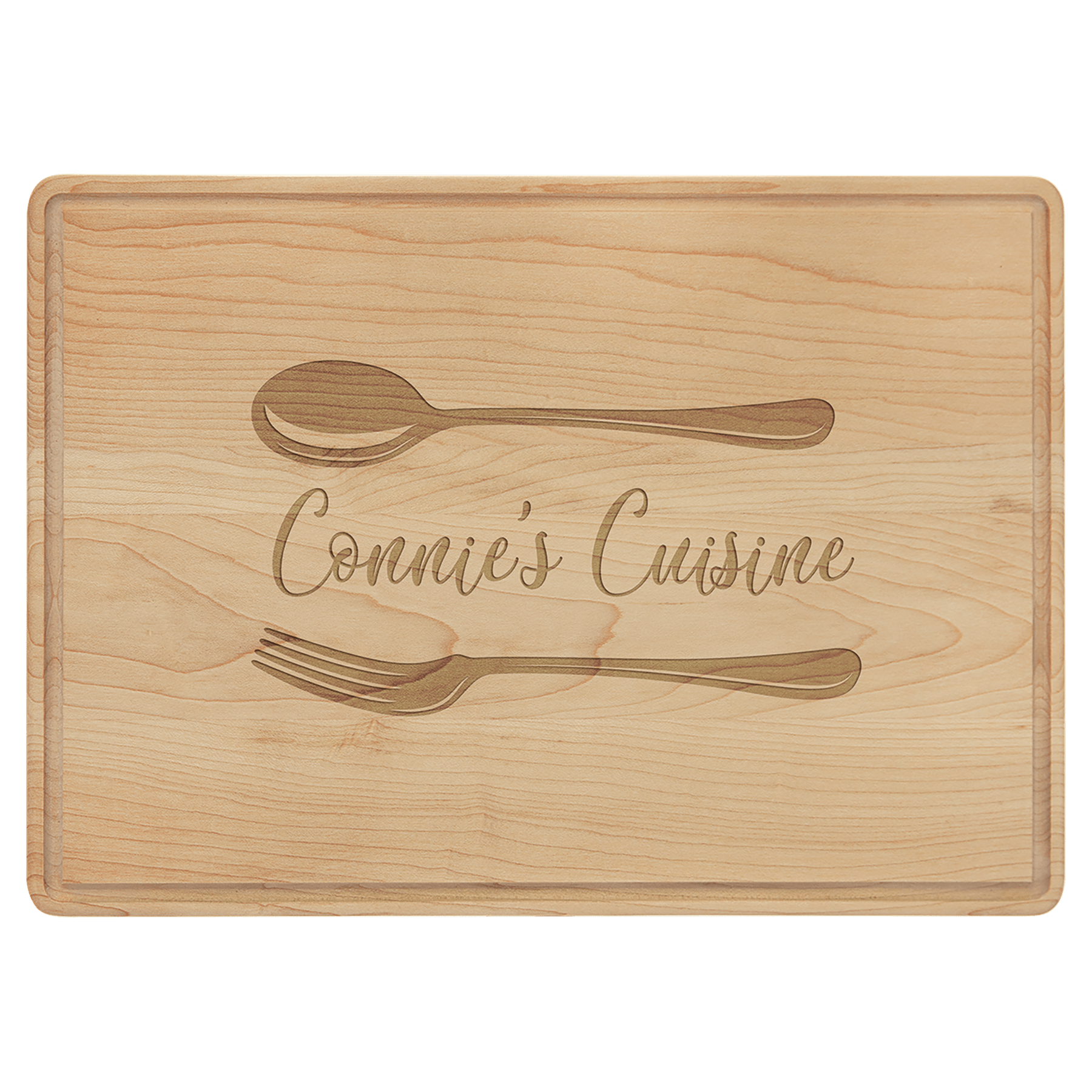 13 3/4" x 9 3/4" Maple Cutting Board with Drip Ring 1