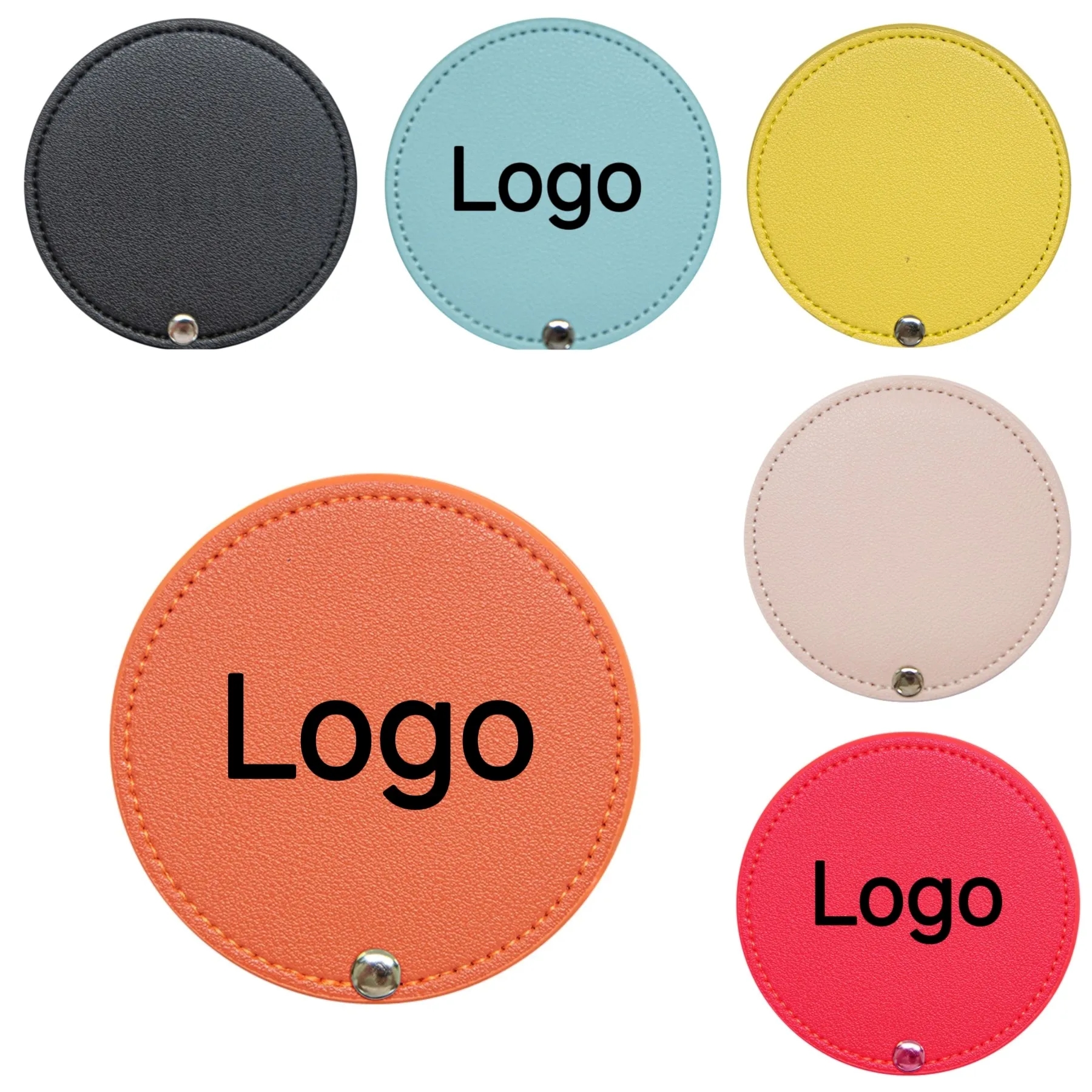 Round Portable Makeup Mirror with PU Leather Cover 6