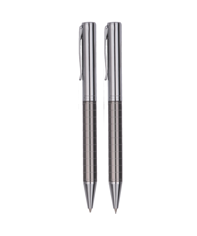 Union Printed - Executive Heavy Metal Barrel Pen & Pencil Set 4