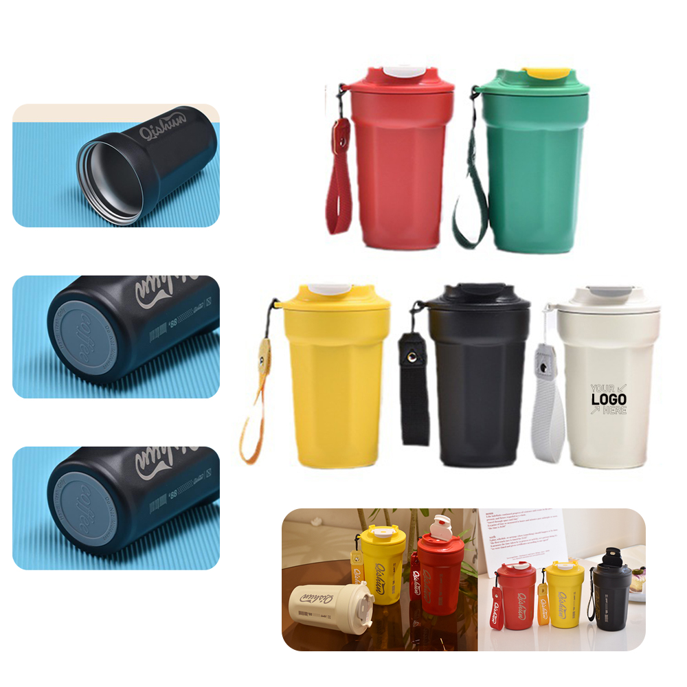 14Oz Stainless Steel Insulated Mug With Lanyard