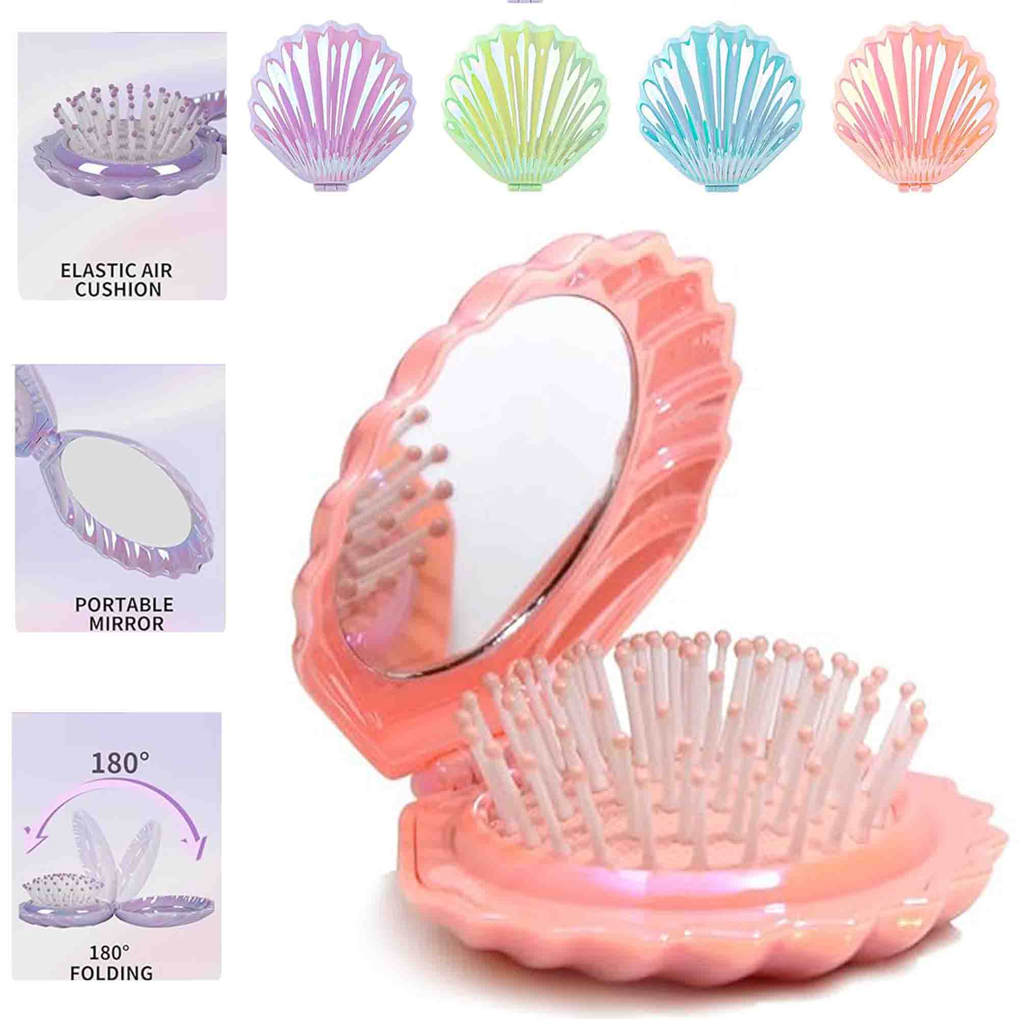 Hair Massage Comb Folding Hairbrush With Mirror 2