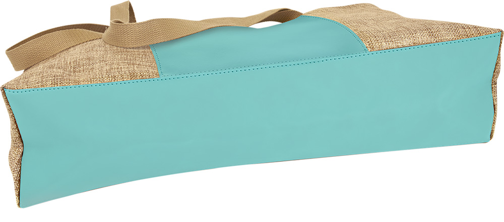 Laserable Teal Leatherette Burlap Gusset Bag 7