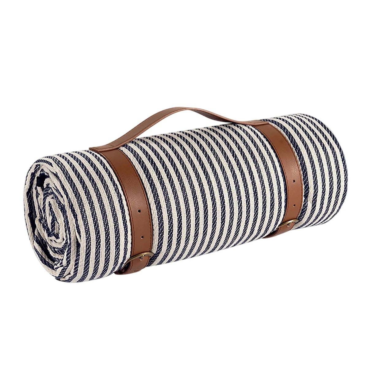 Leather Handle Picnic Blanket with Waterproof Backing 4