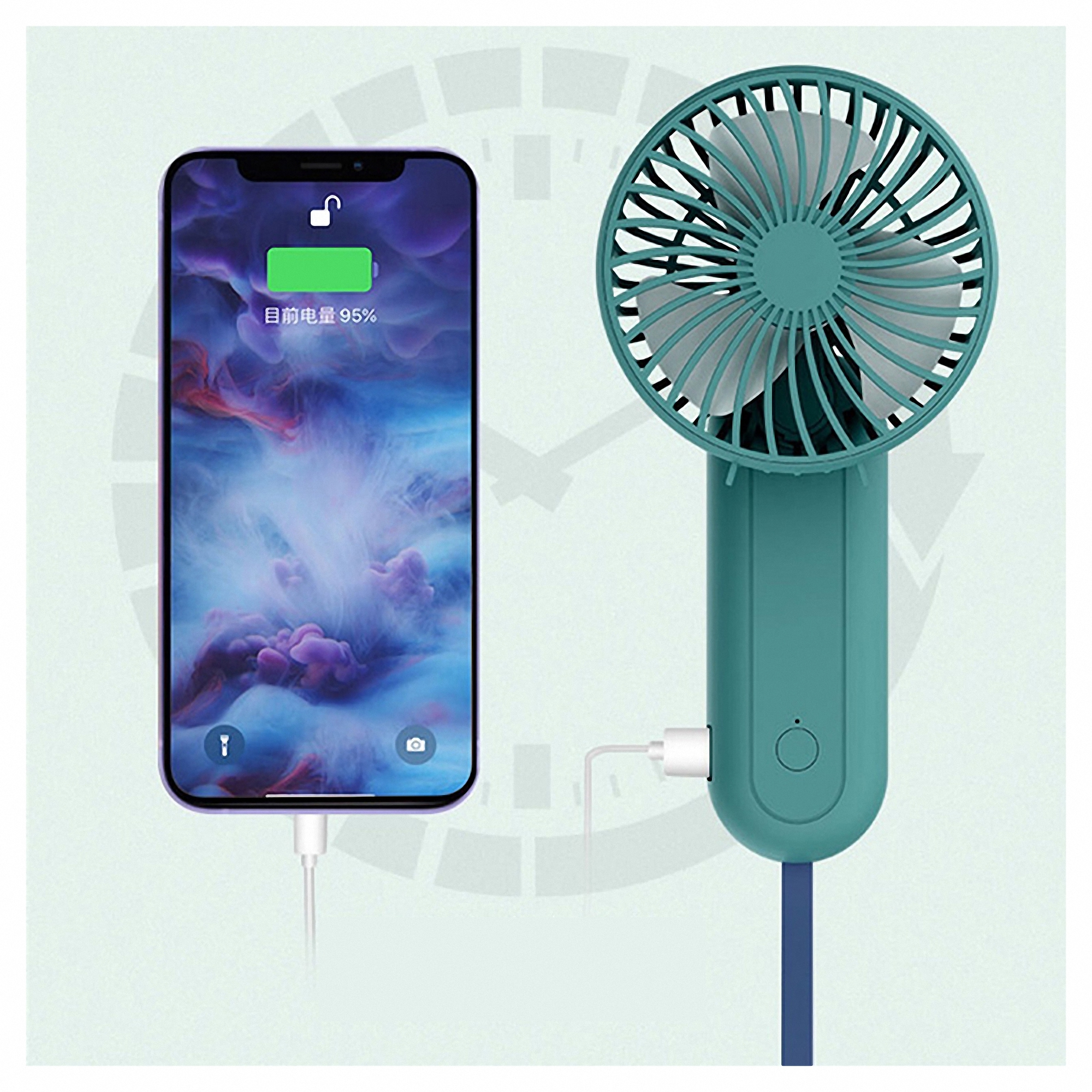 Rechargeable Foldable 3-in-1 Mini Handheld Fan with Power Bank 3