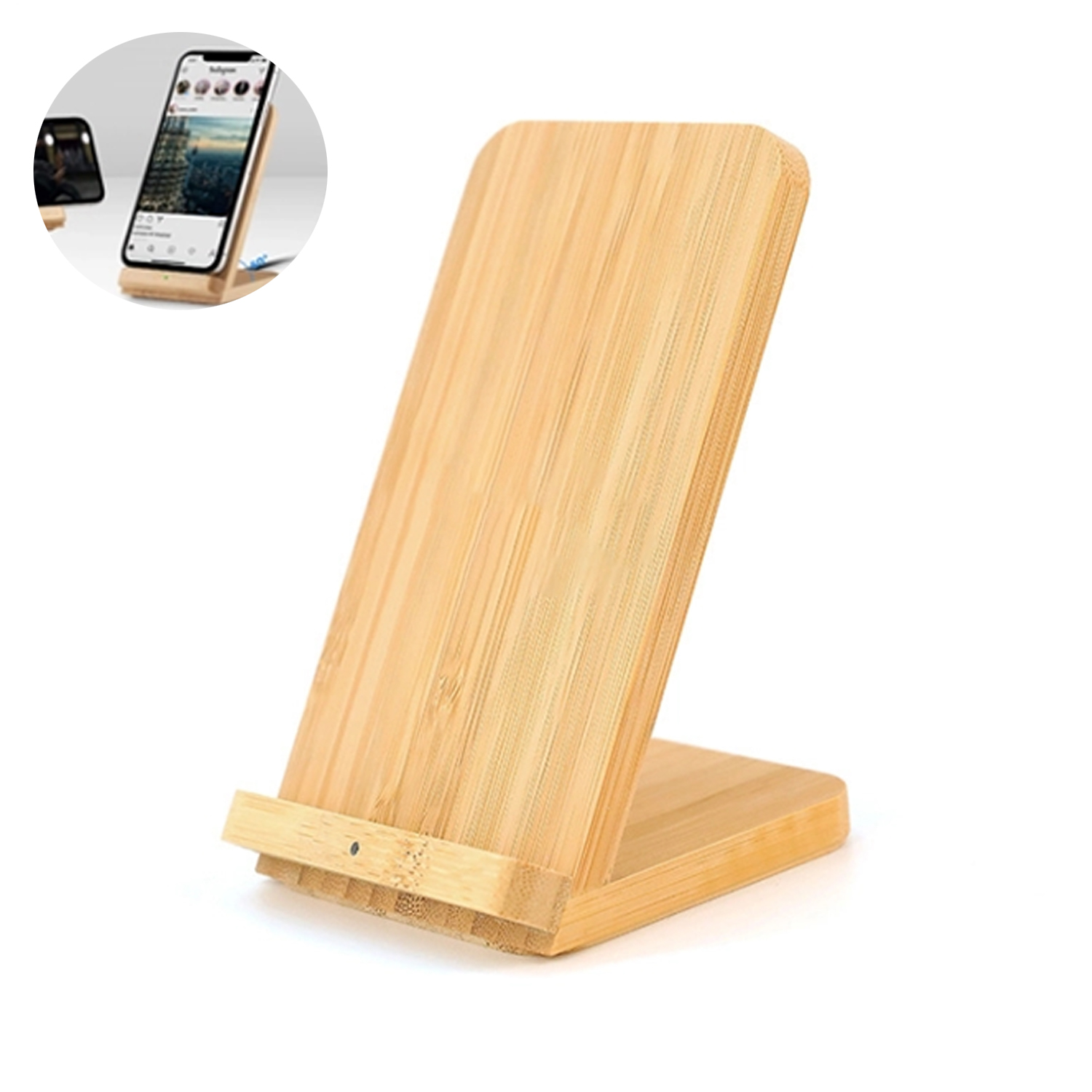 Bamboo Wireless Charger Phone Stand 6