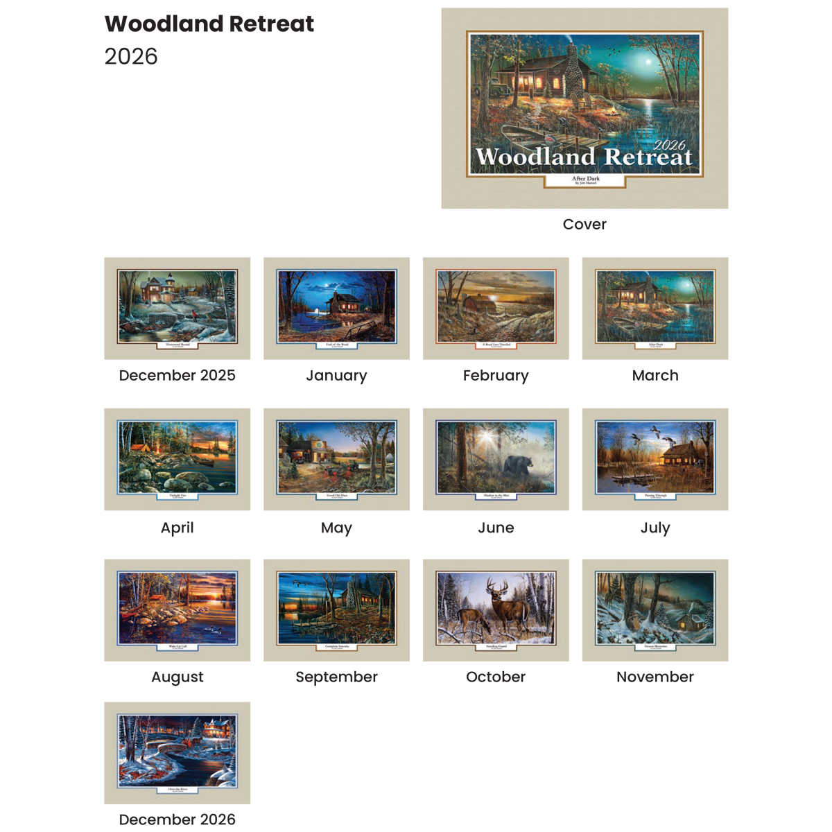 Full Color Woodland Retreat Spiral Wall Calendar 2