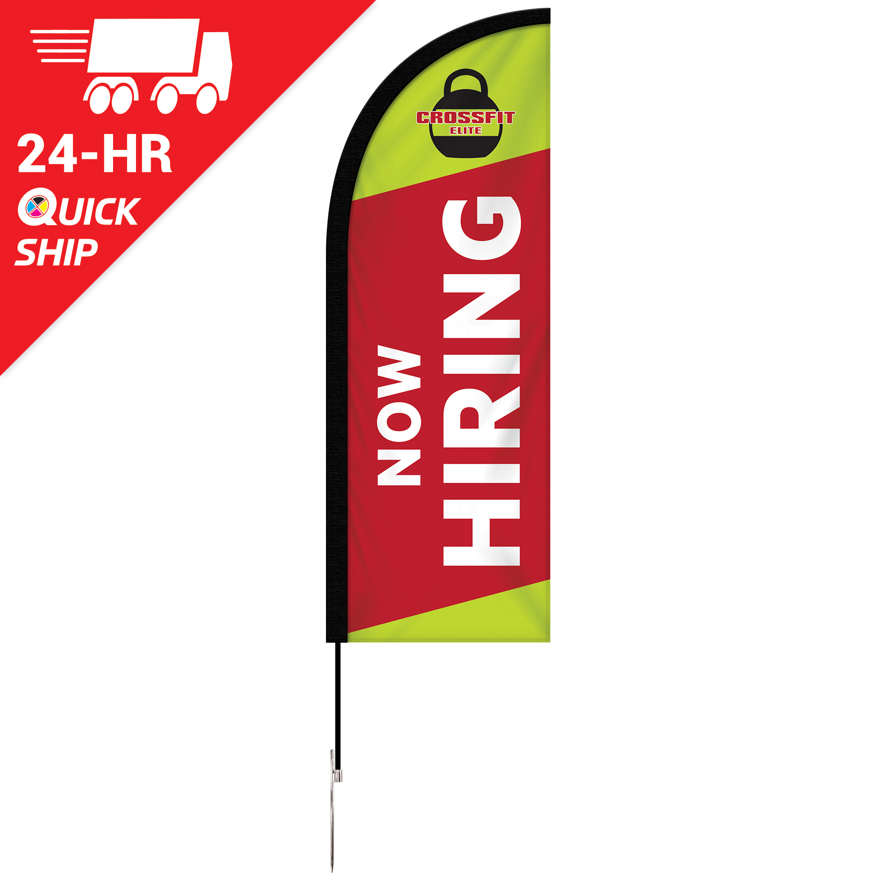 24 - Hour 6' Single Reverse Half Drop Banner with Hardware Set 8