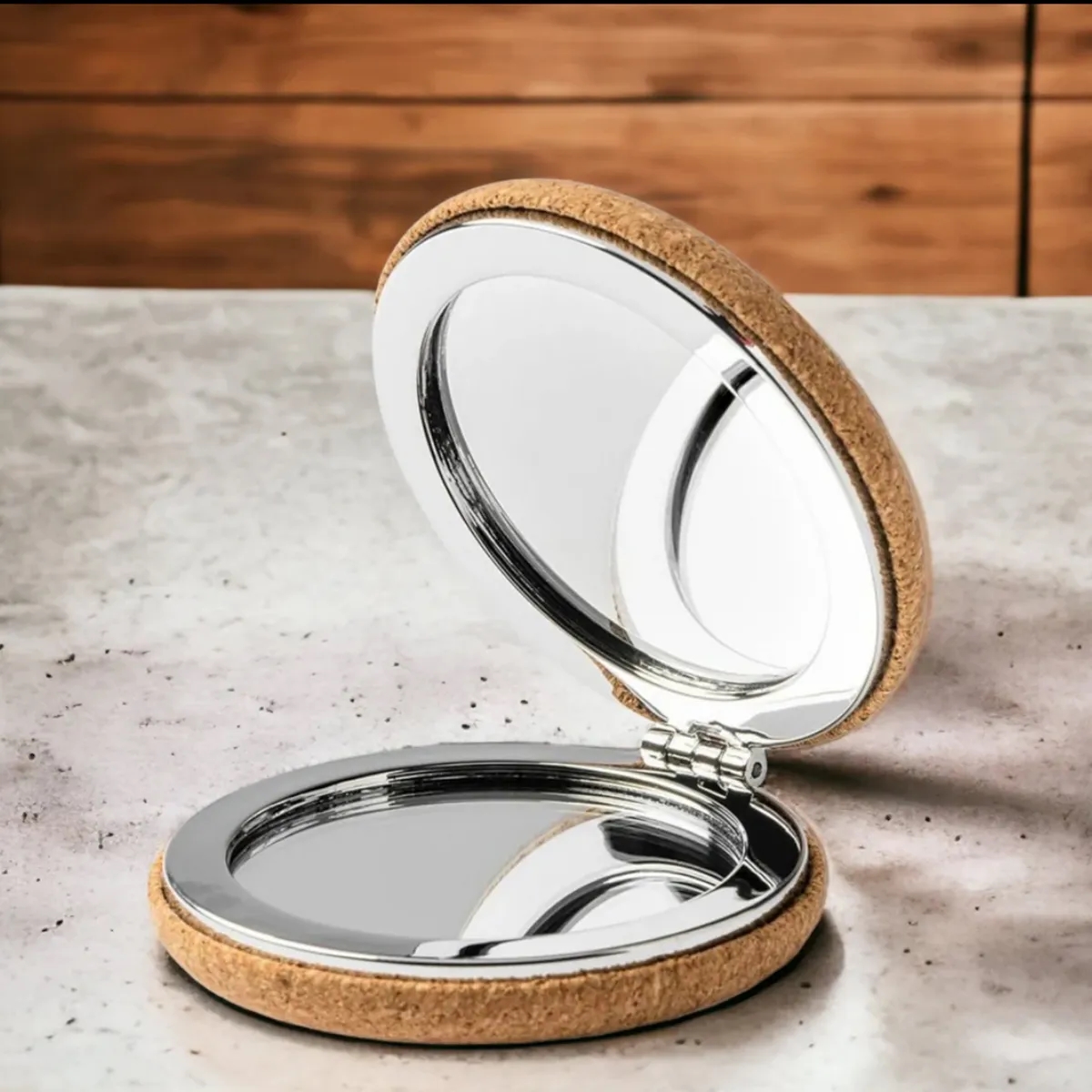 Eco-Friendly Cork Portable Compact Cosmetic Mirror 3