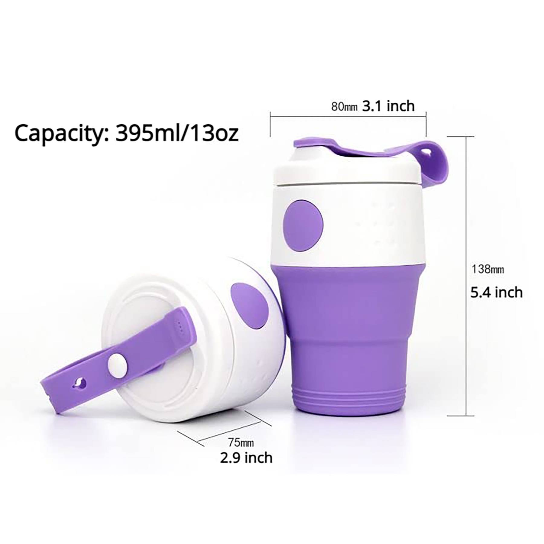 13 oz Cute Collapsible Silicone Sport Water Bottle 6
