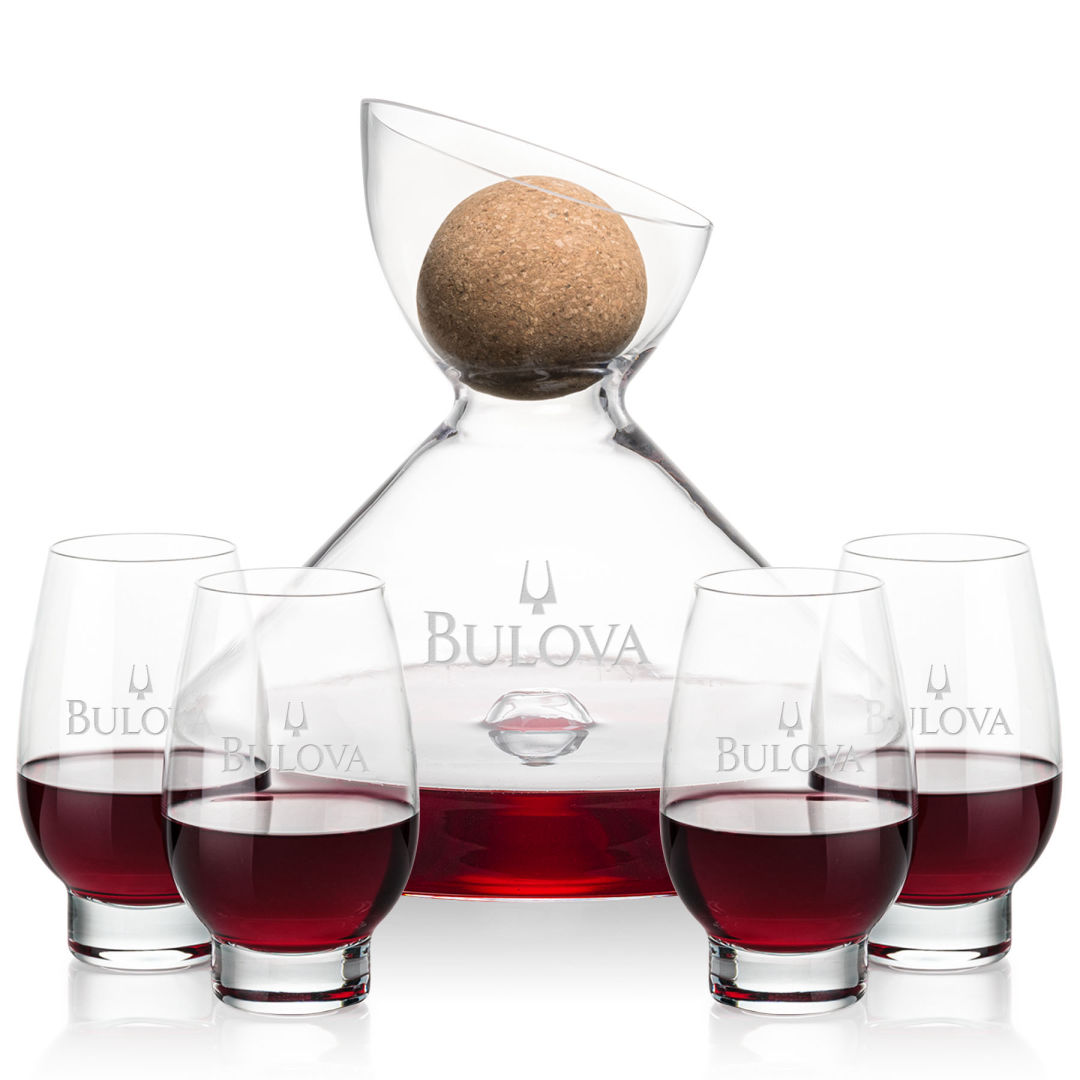 Woodbury Carafe w/Cork Stopper & Glenarden Stemless Wine 5