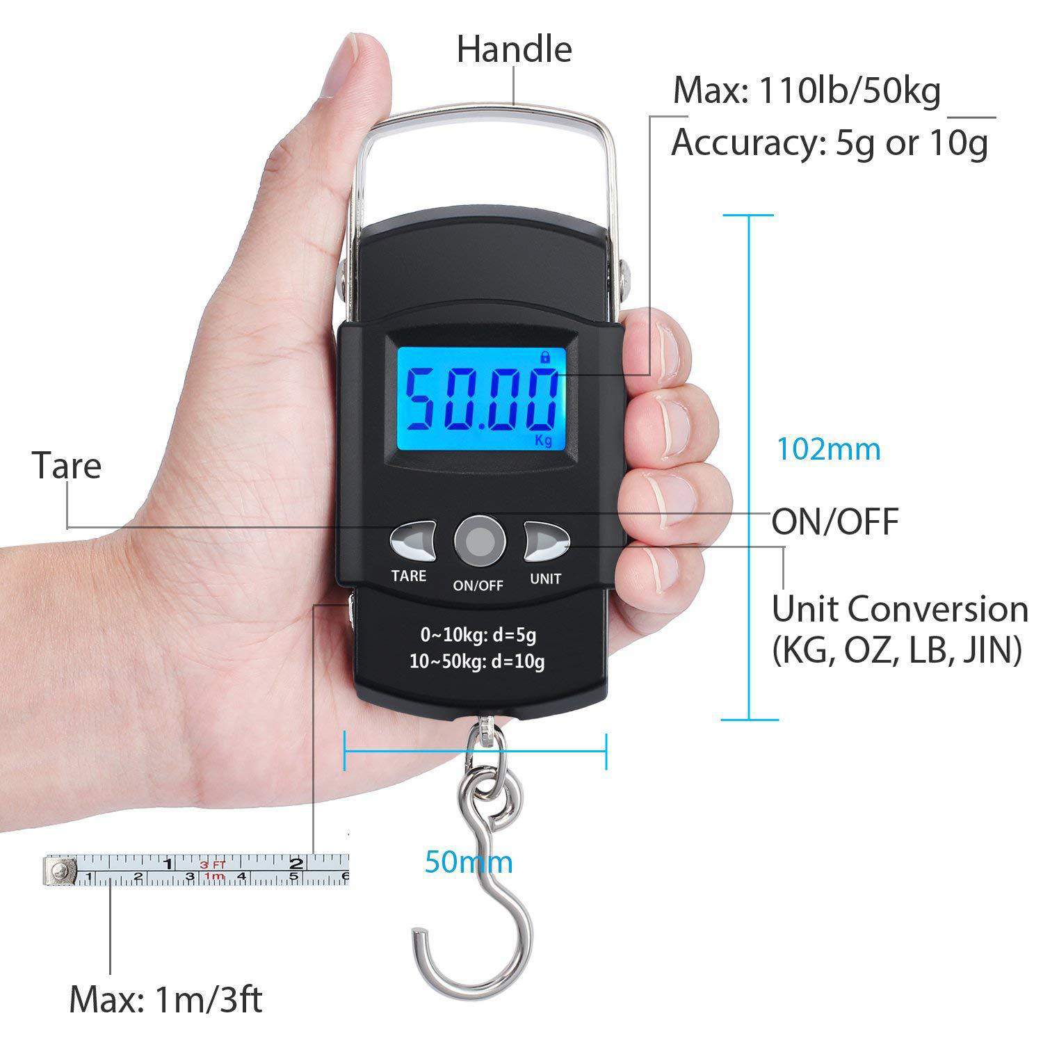 Luggage Weight Fish Scale w/ LCD Display 7