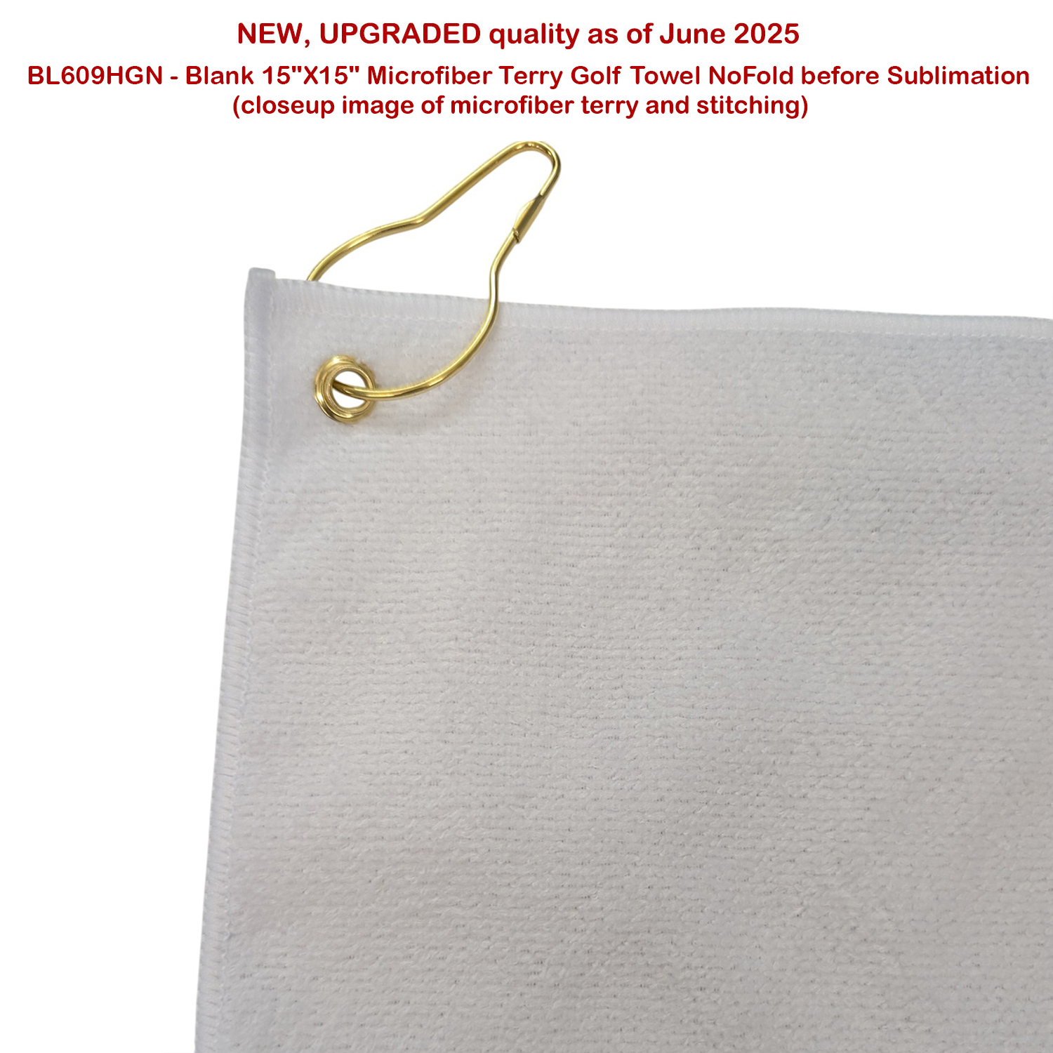 24 Hr Express Ship - Colored Microfiber Dri-Lite Terry Golf Towel, 15x15, Nofold Grommet & Hook 8