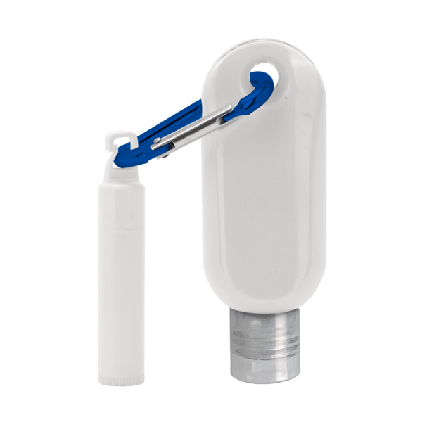Custom 1.9 oz. SPF 50 Sunscreen with Carabiner and SPF 15 Lip Balm in White Tube with Hook Cap 4