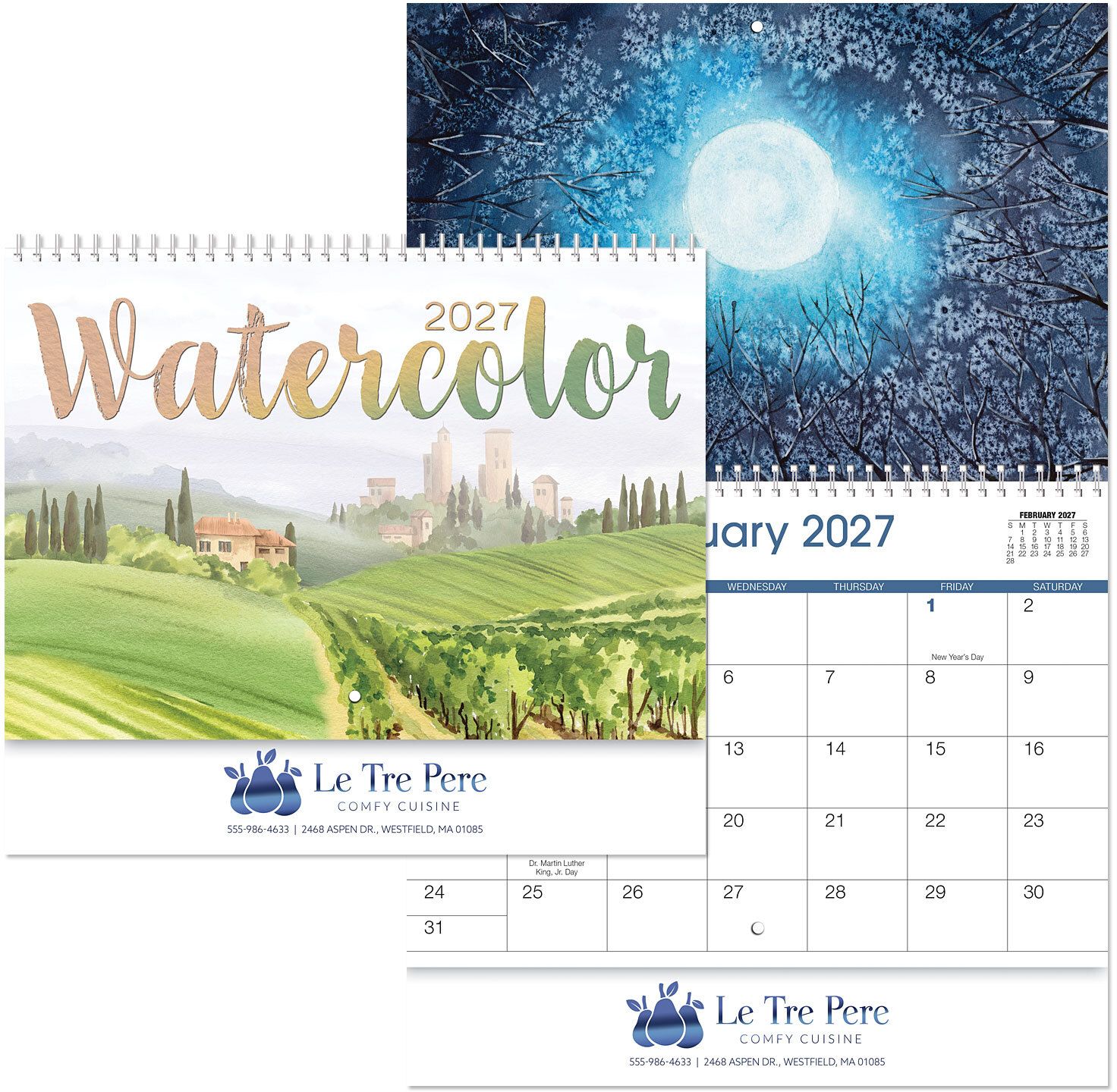 WATER COLOR SPIRAL WALL CALENDAR 8