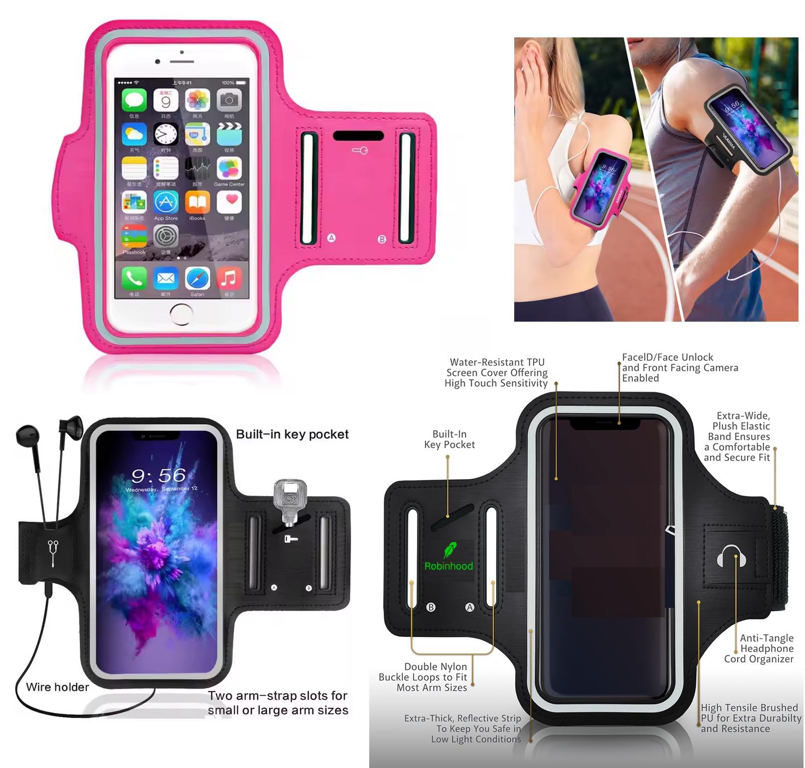 iBank ® Running Sport Armband compatible with iPhone 17,16,15 & Galaxy phones 1