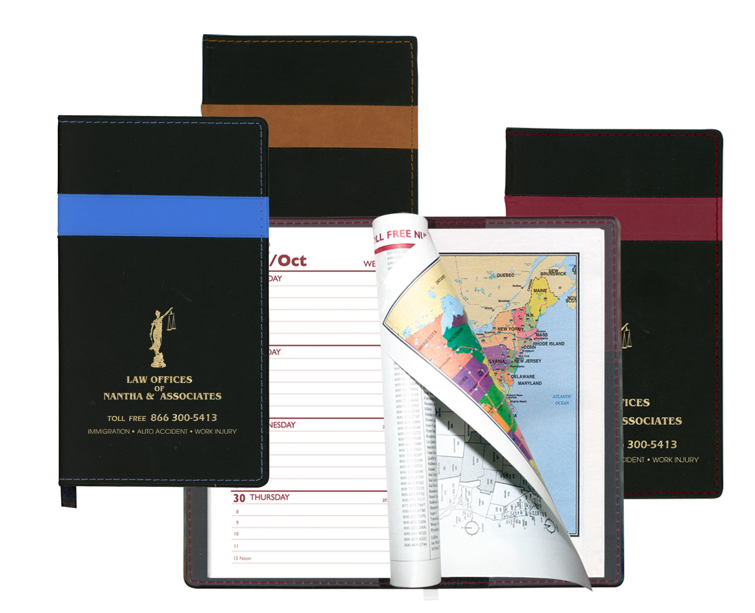 Joliett Series Soft Cover 2 Tone Vinyl Weekly Planner w/ Map / 1 Color 4