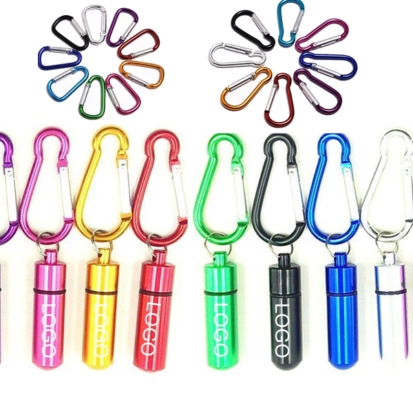 Aluminum Travel Pill Box with Carabiner Keychain 1