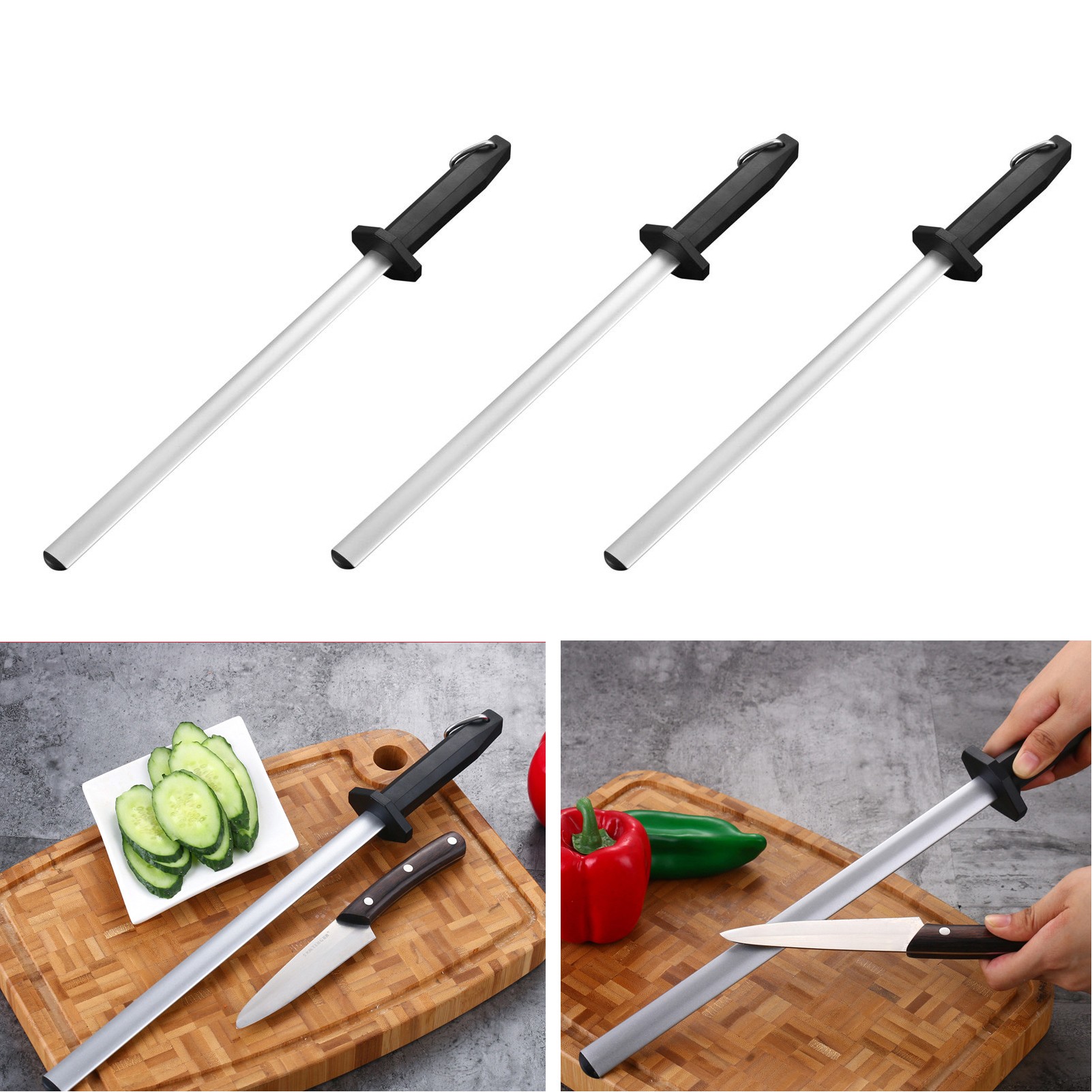 Fine Honing Rod Steel Kitchen Knife Sharpener Stick 1
