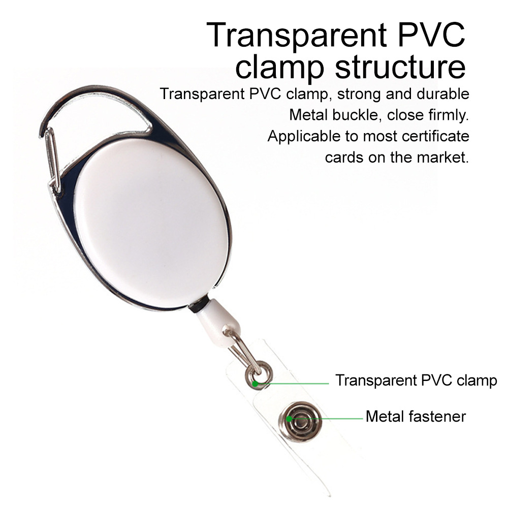 Both Side Flat Transparent Oval Carabiner Badge Reel 5