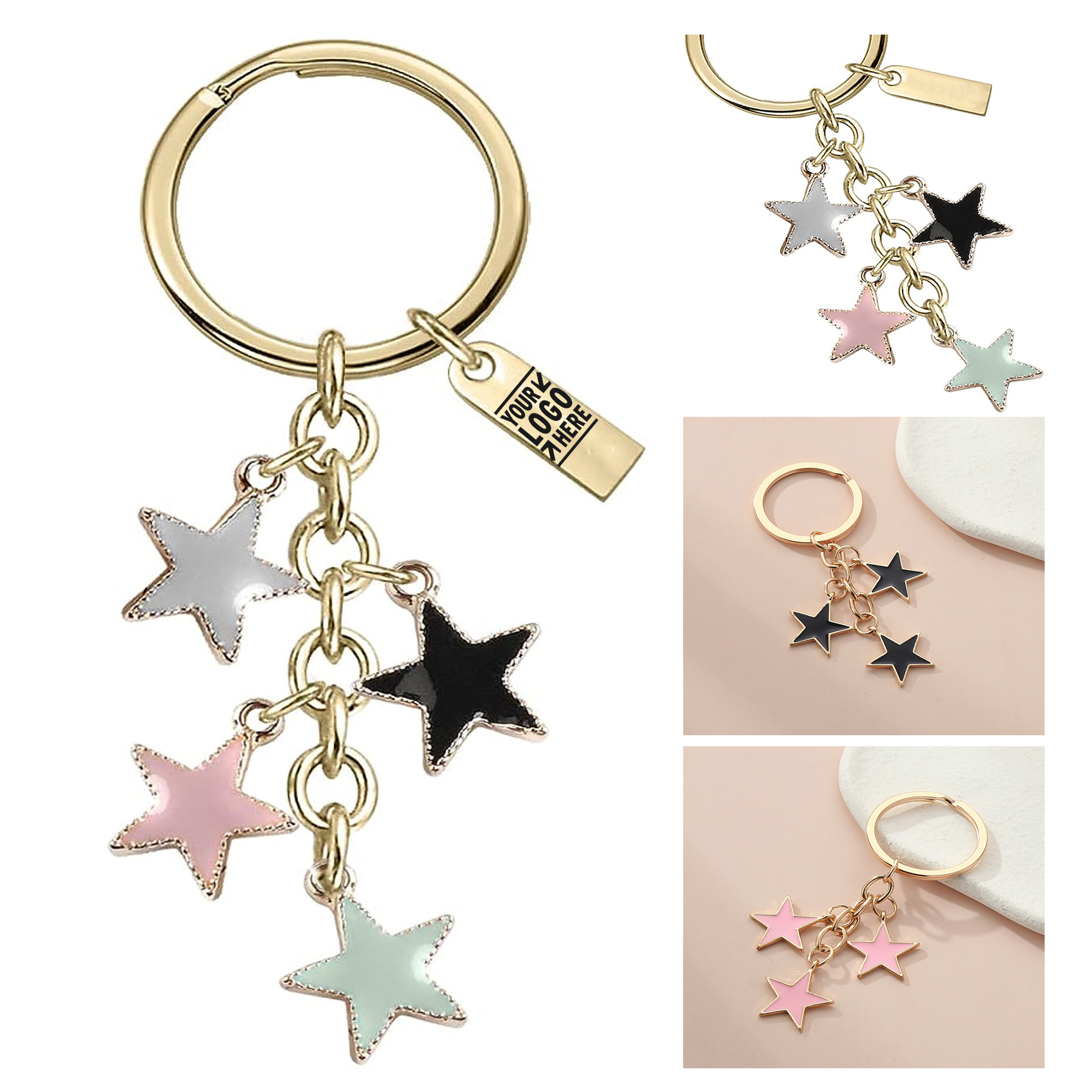 Girls Children Gifts Z615 4-color Little Stars Charms Pendants Keyring Keychain 2