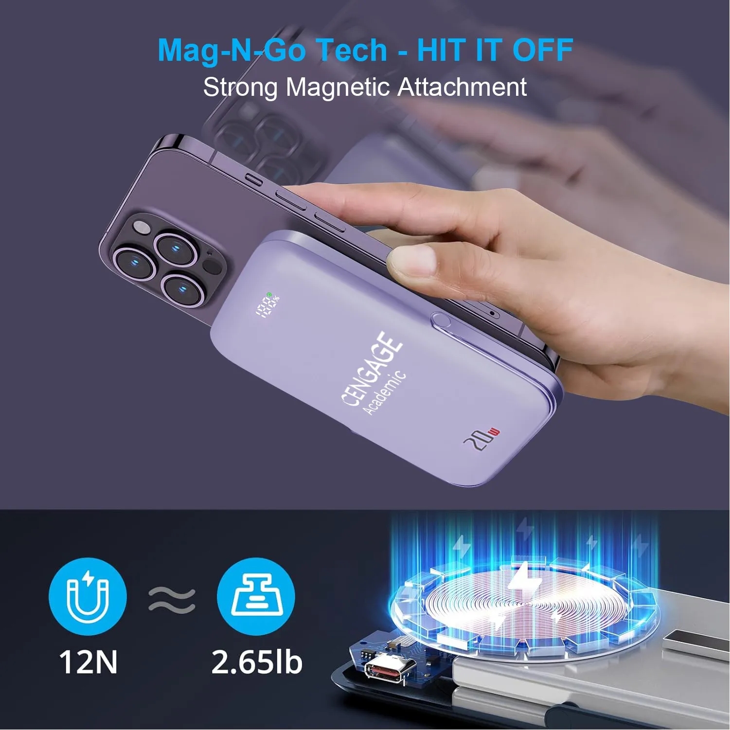 PD 20W MagSafe Battery Pack w/ LED Display & Foldable Stand 3