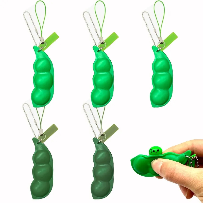 Squeeze Beans Keychain Squishy Pea Pod Stress Toy 2