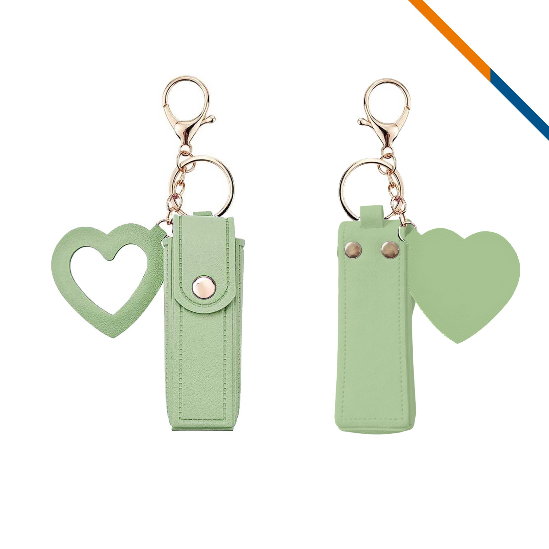 Zipin Mini PU Leather Mirror Lipstick Keychain Pouch 7
