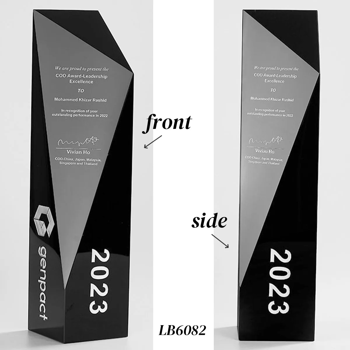 Black Crystal Award Trophy for Appreciation Plaque 6