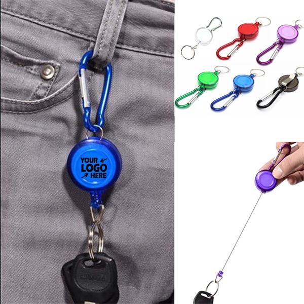 Round Retractable Badge Holder with carabiner 2