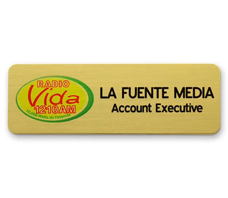 The Trojan full color brass name badge 1"x3" 3