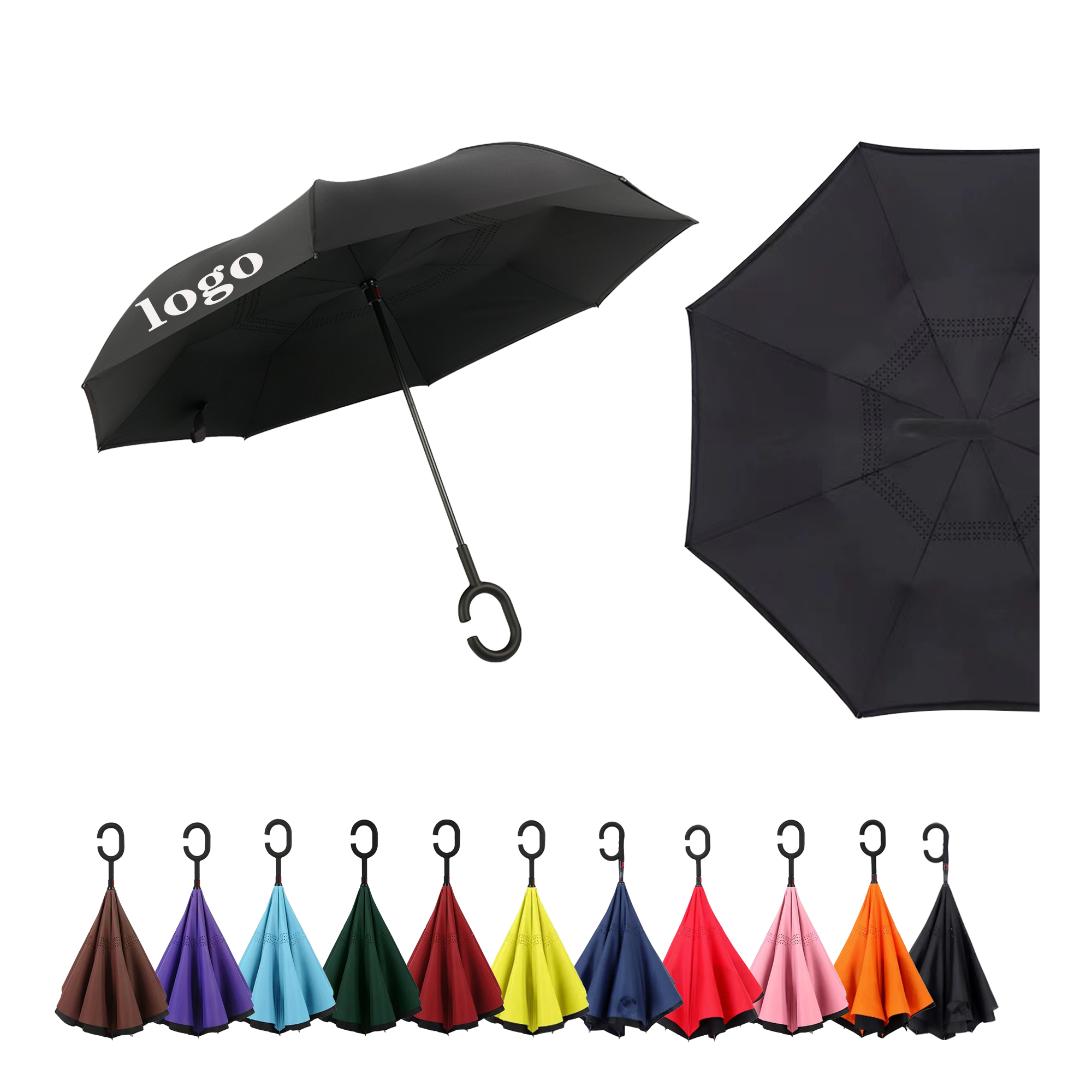 Double Layer Waterproof Folding Reverse Inverted Umbrella 1