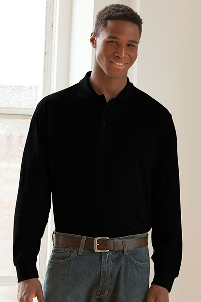 Long Sleeve Soft-Blend Double-Tuck Pique Polo 8