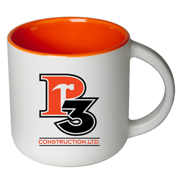 14 oz Sedona Mug - Matte White Out/Gloss Orange In