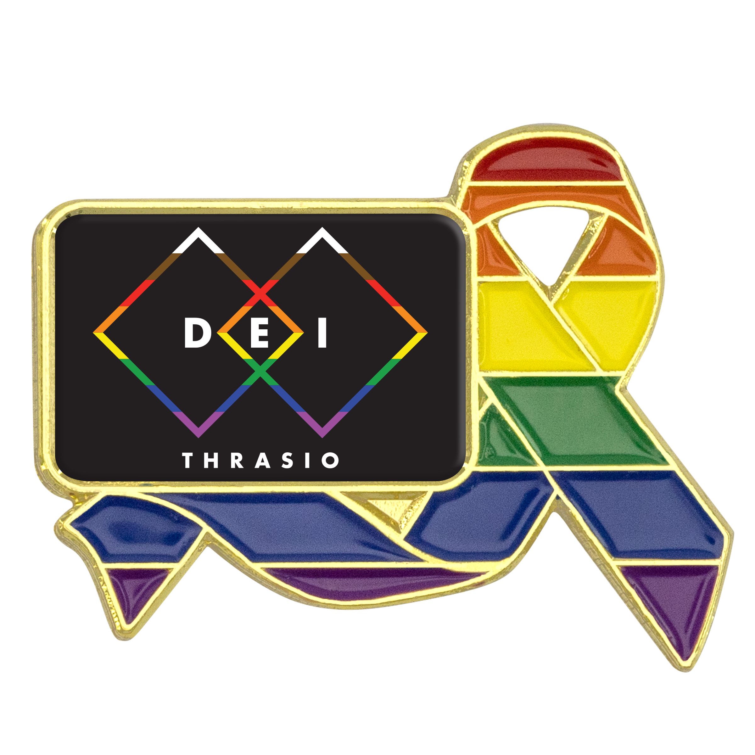 Rainbow Ribbon Lapel Pins w/ Custom Logo 1