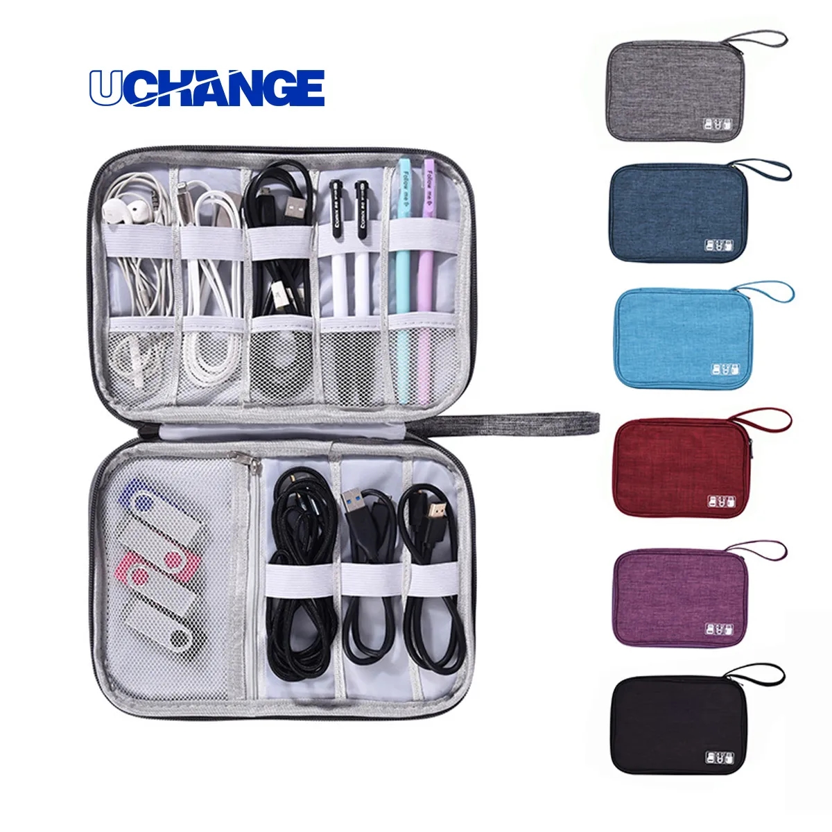 Water Resistant Travel Cable Organizer Electronics Pouch 11