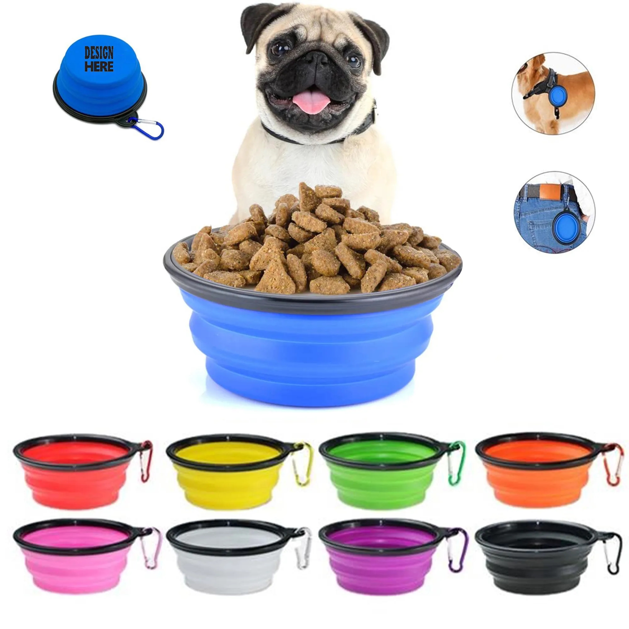 Collapsible Dog Bowl with Carabiner 2