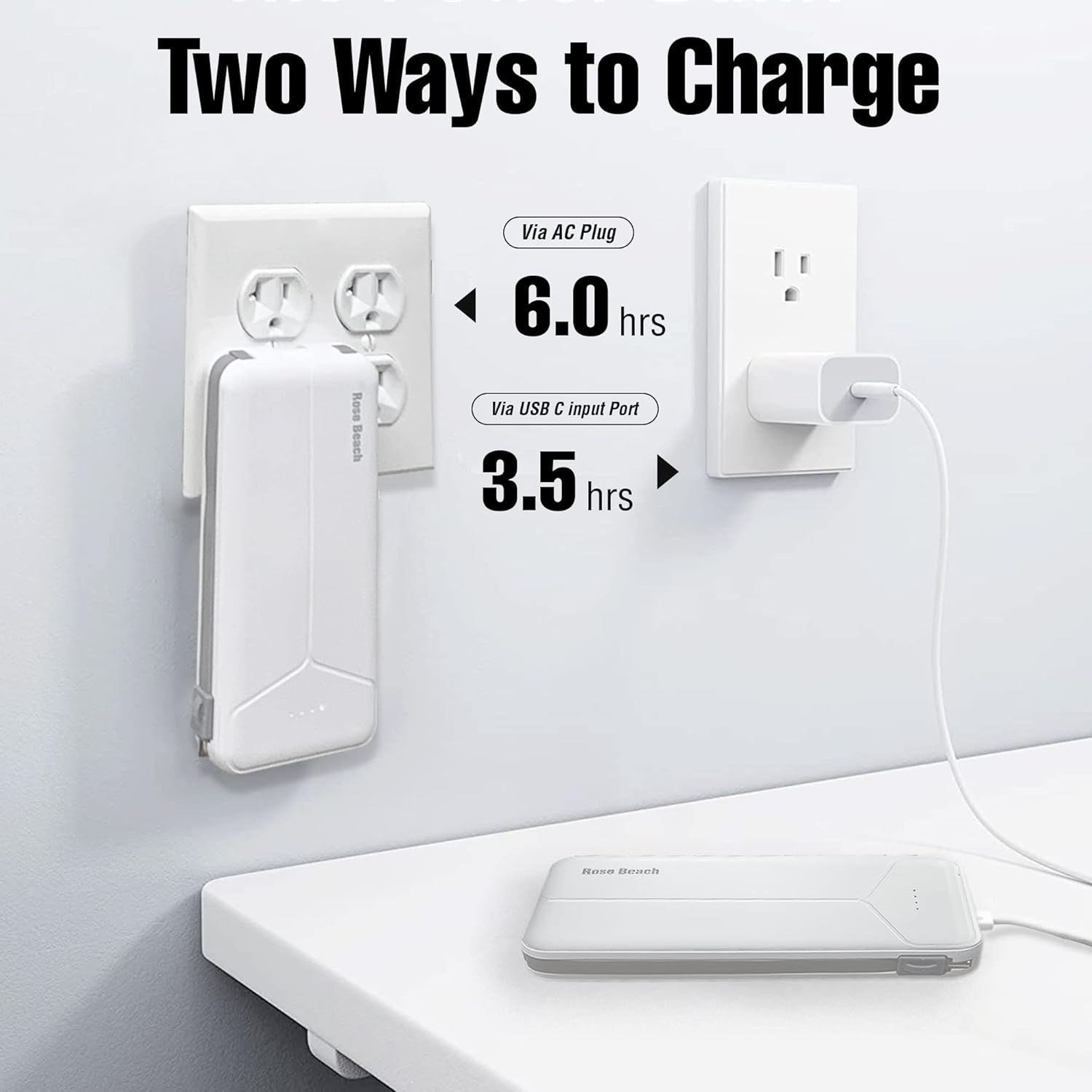 10000 mAh Power Bank with Built-in Cables 2